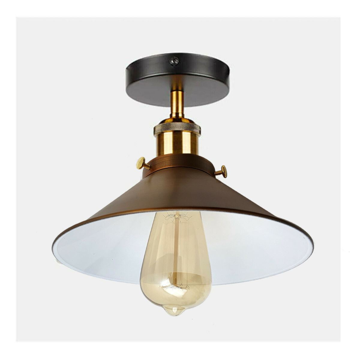 Vintage Industrial Ceiling Lights Retro Yellow Brass Shade Pendant Sconce Lamp~2598 - LEDSone UK Ltd