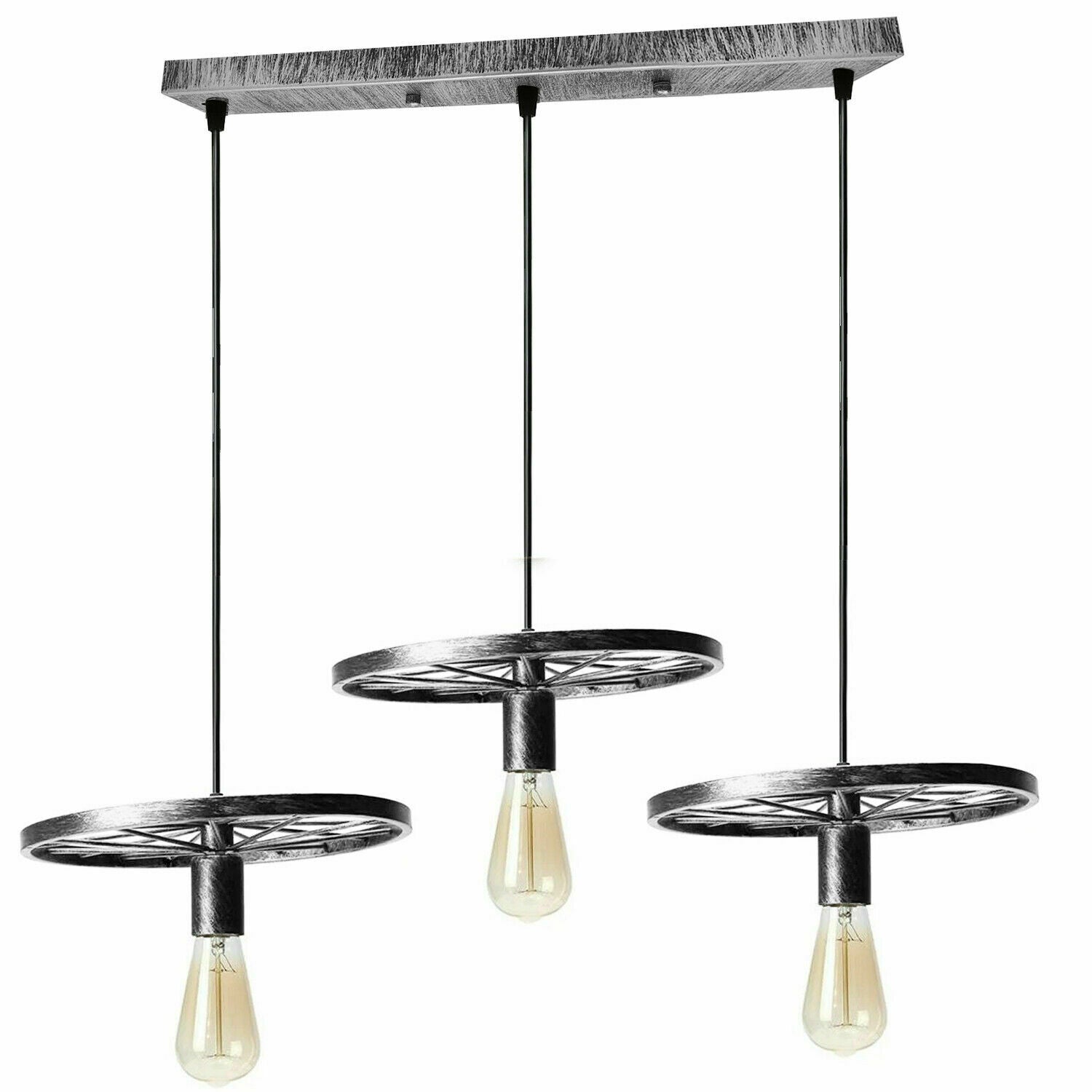 Brushed Silver Iron Wheel Chandelier Retro Industrial Style Chandelier~1516 - LEDSone UK Ltd