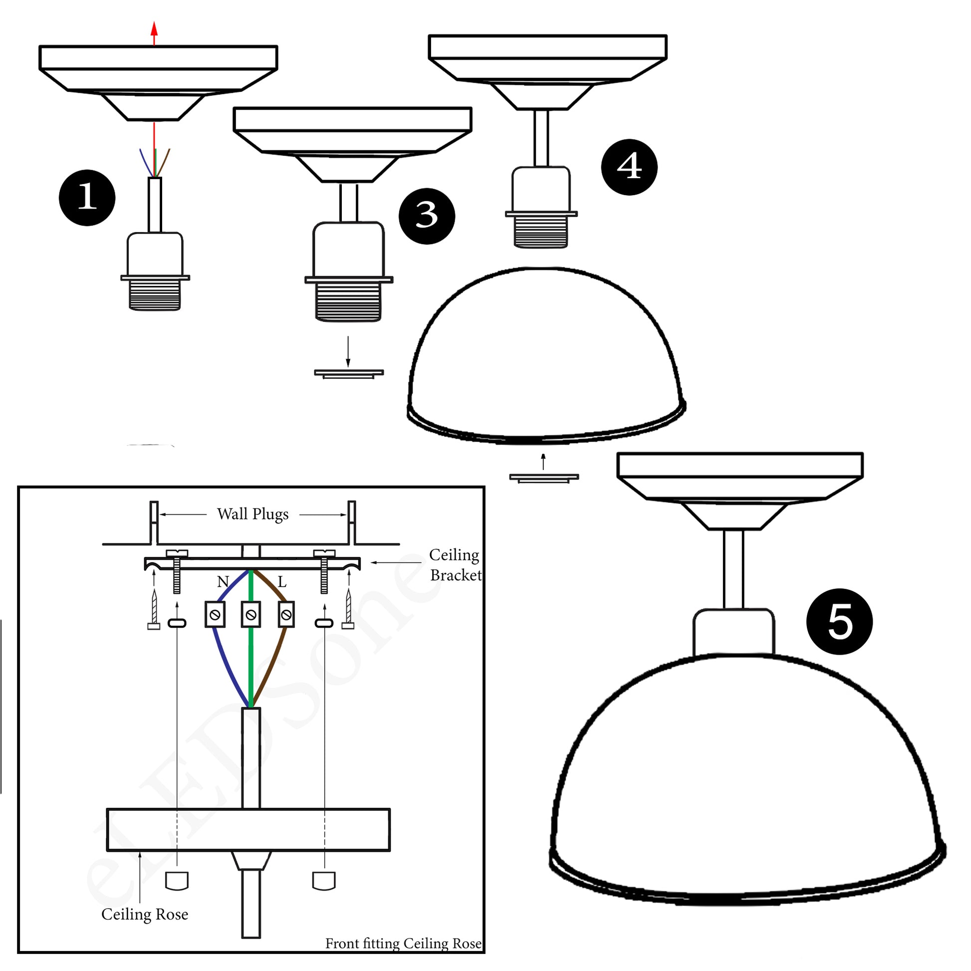 Vintage Industrial Loft Style Metal Ceiling Light Modern Red Dome Pendant Lampshade~1638 - LEDSone UK Ltd