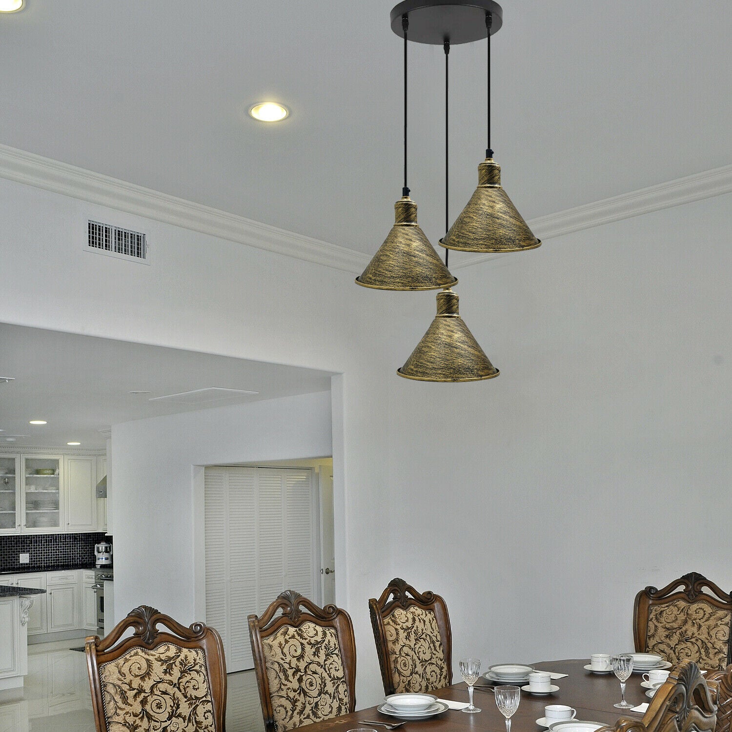 3 Head Pendant Light Chandeliers Industrial Metal Cage Wire Frame Loft Ceiling~1543 - LEDSone UK Ltd