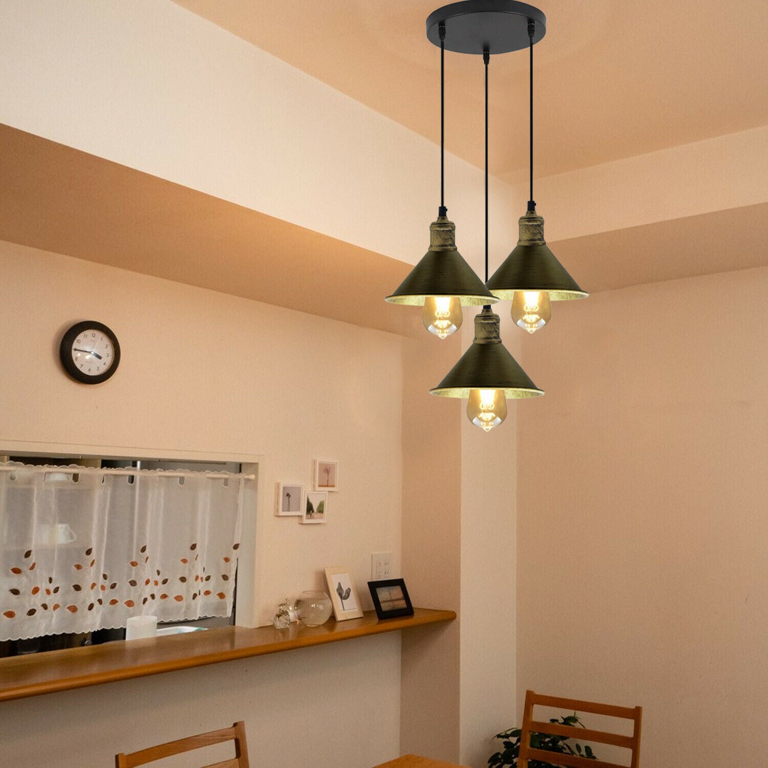 3 Head Pendant Light Chandeliers Industrial Metal Cage Wire Frame Loft Ceiling~1543 - LEDSone UK Ltd