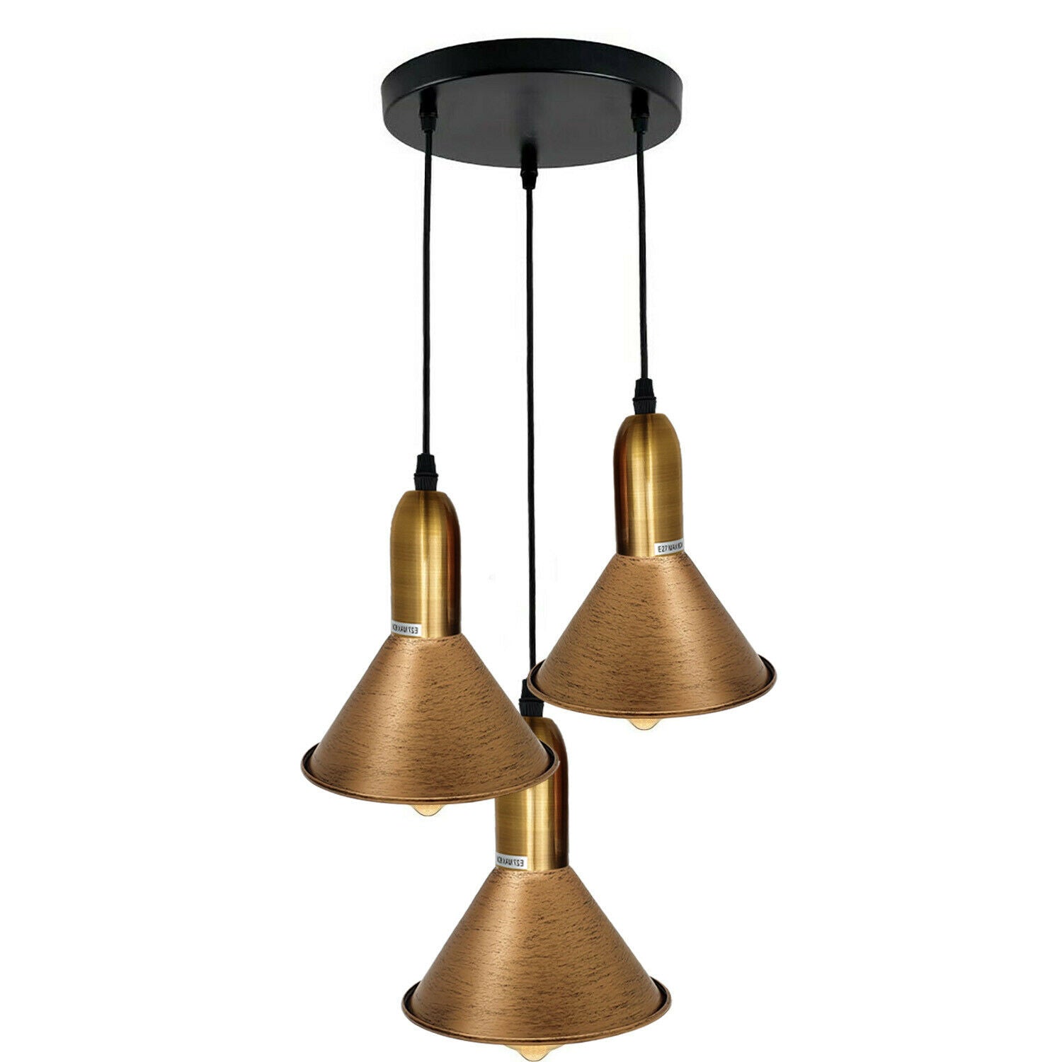 Brushed Copper 3 Point Multi Drop Outlet Ceiling Light~1584 - LEDSone UK Ltd