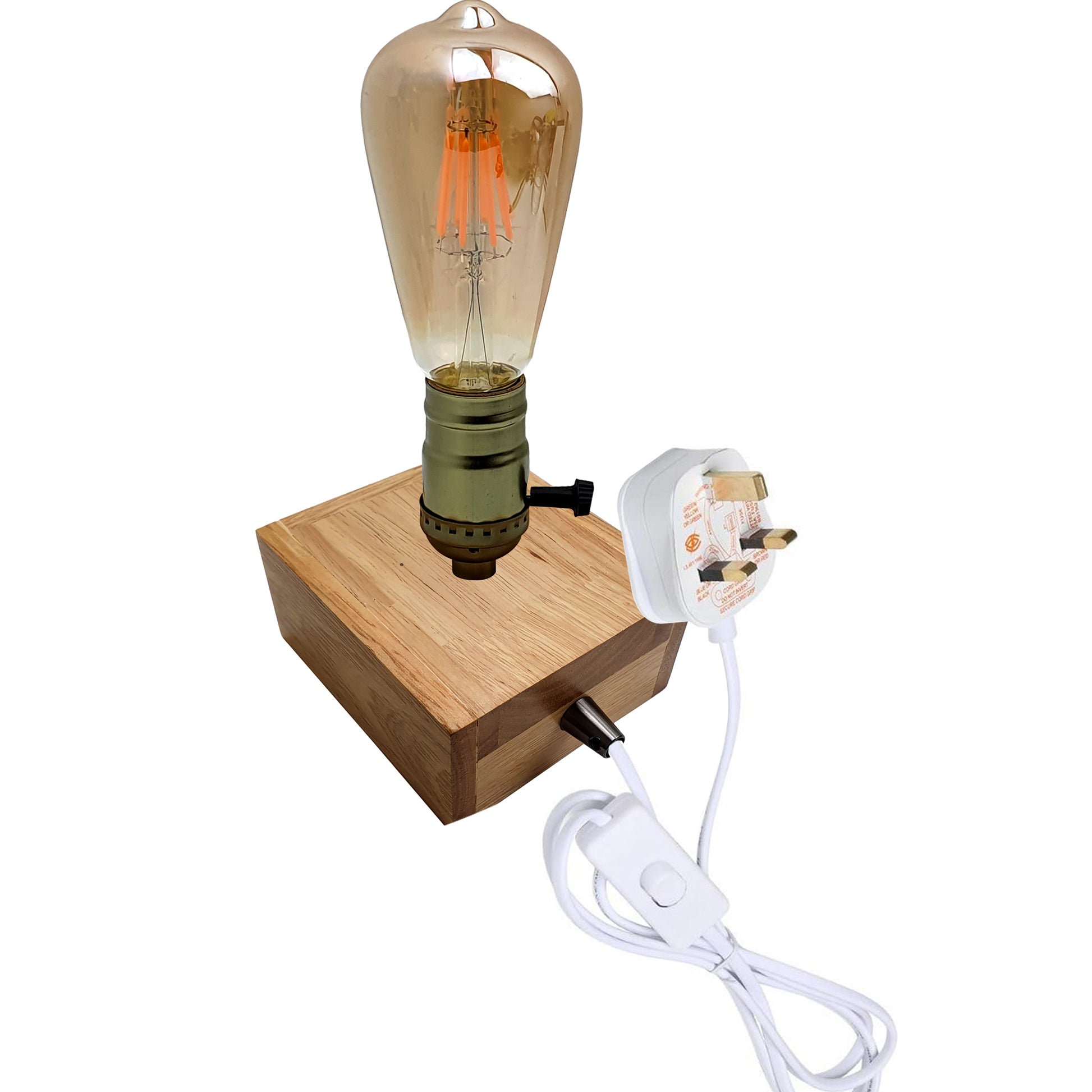 Vintage Industrial Retro Single Socket Table Bedside Light Desk Lamp Wooden~2458 - LEDSone UK Ltd