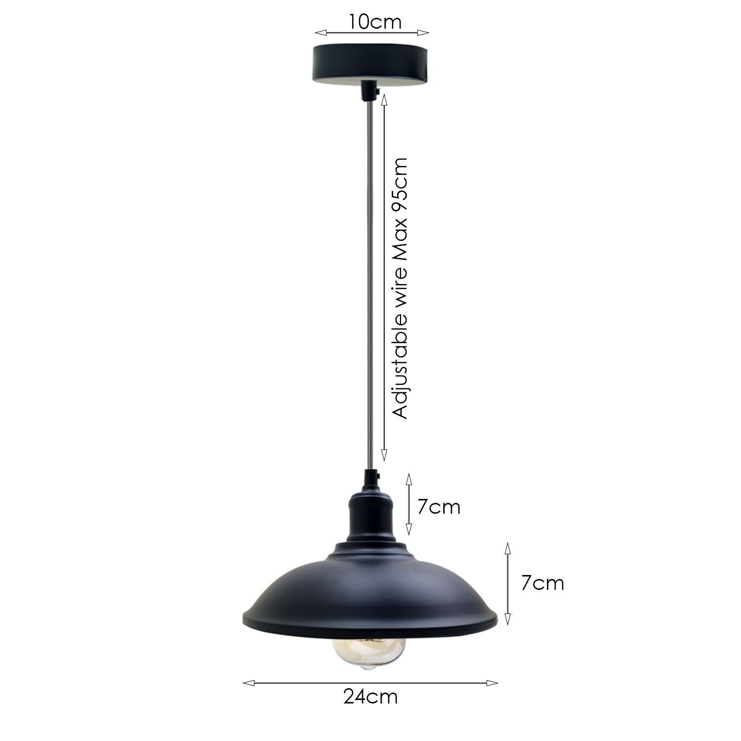 Metal Pendant Light Shade Black Retro Industrial Ceiling Lampshades Lighting Shades~1883 - LEDSone UK Ltd