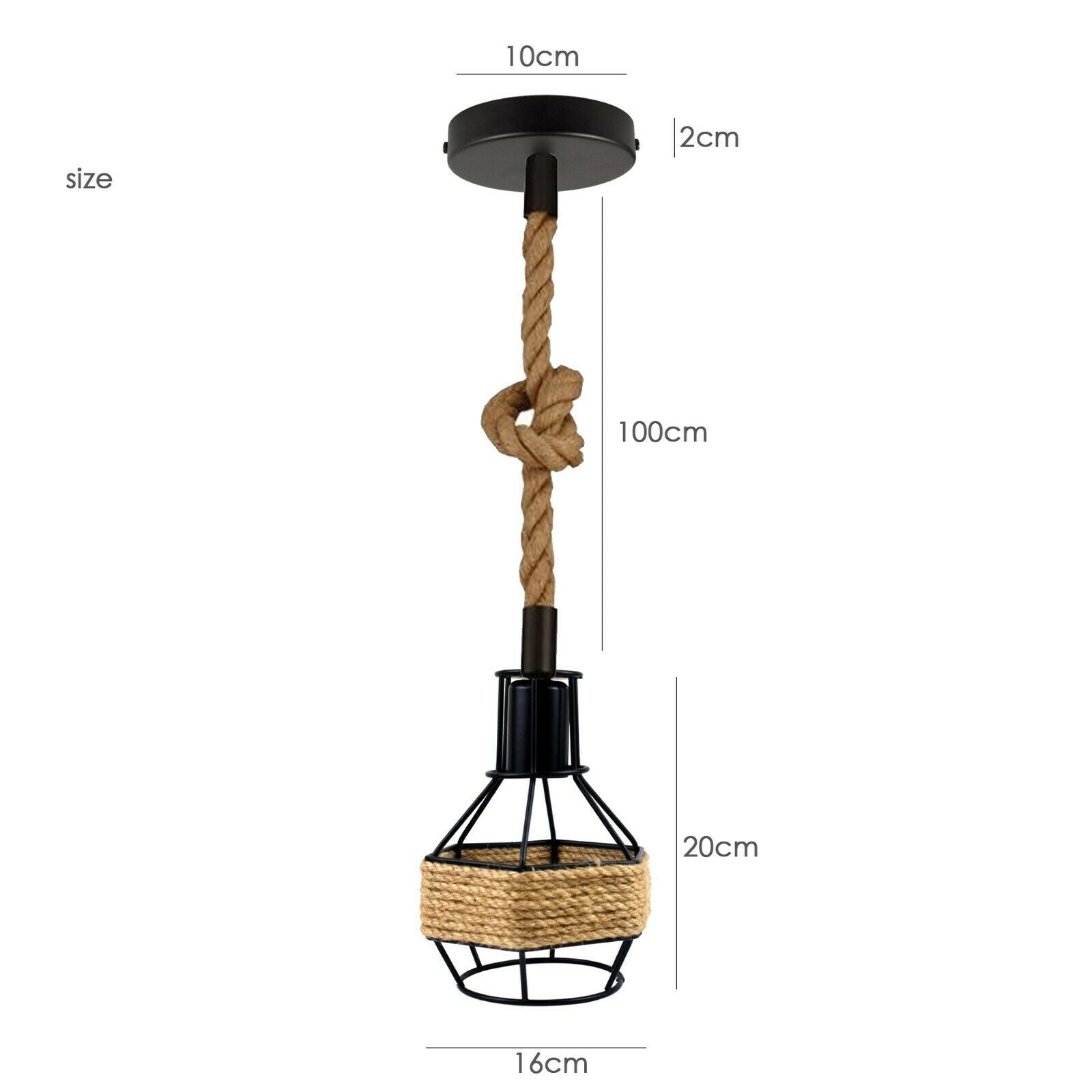 Vintage Pendant Shade Modern Hanging Retro Lighting Industrial Metal Hemp Ceiling~2708 - LEDSone UK Ltd