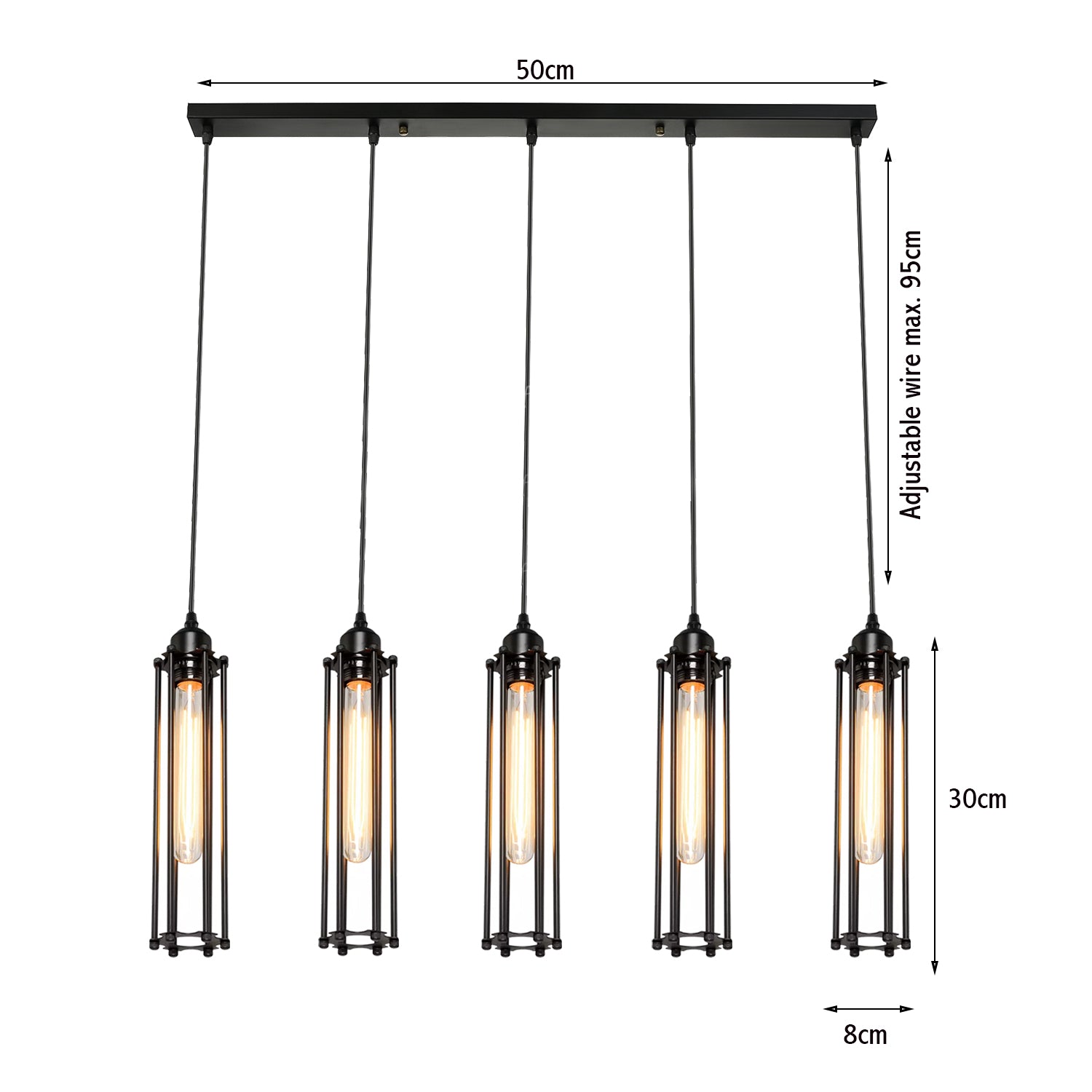 Retro Ceiling Light Suitable E27 Black Wire Cage With Adjustable Black Cable~1496 - LEDSone UK Ltd