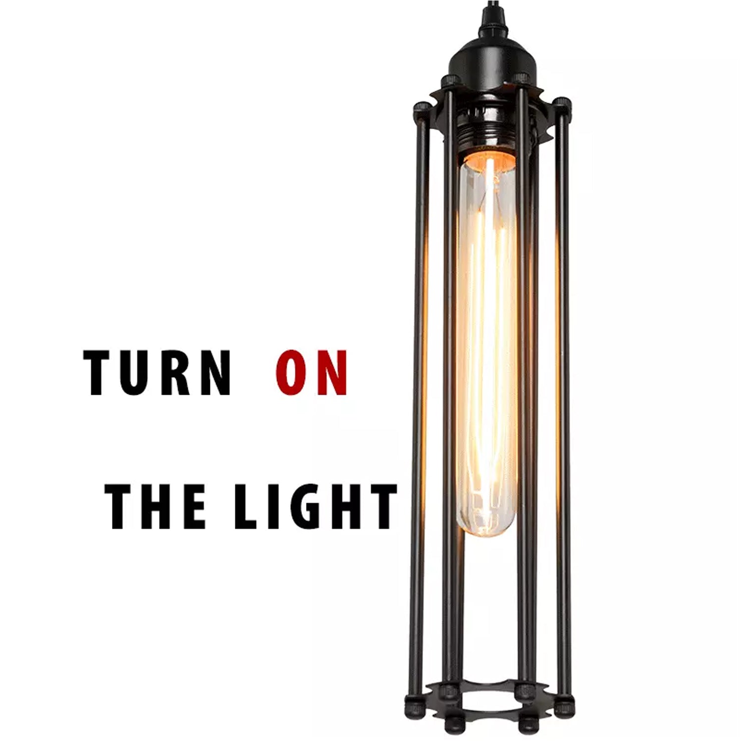 Black Long Wire Cage Lamp E27 Holder Lighting Kit~1494 - LEDSone UK Ltd