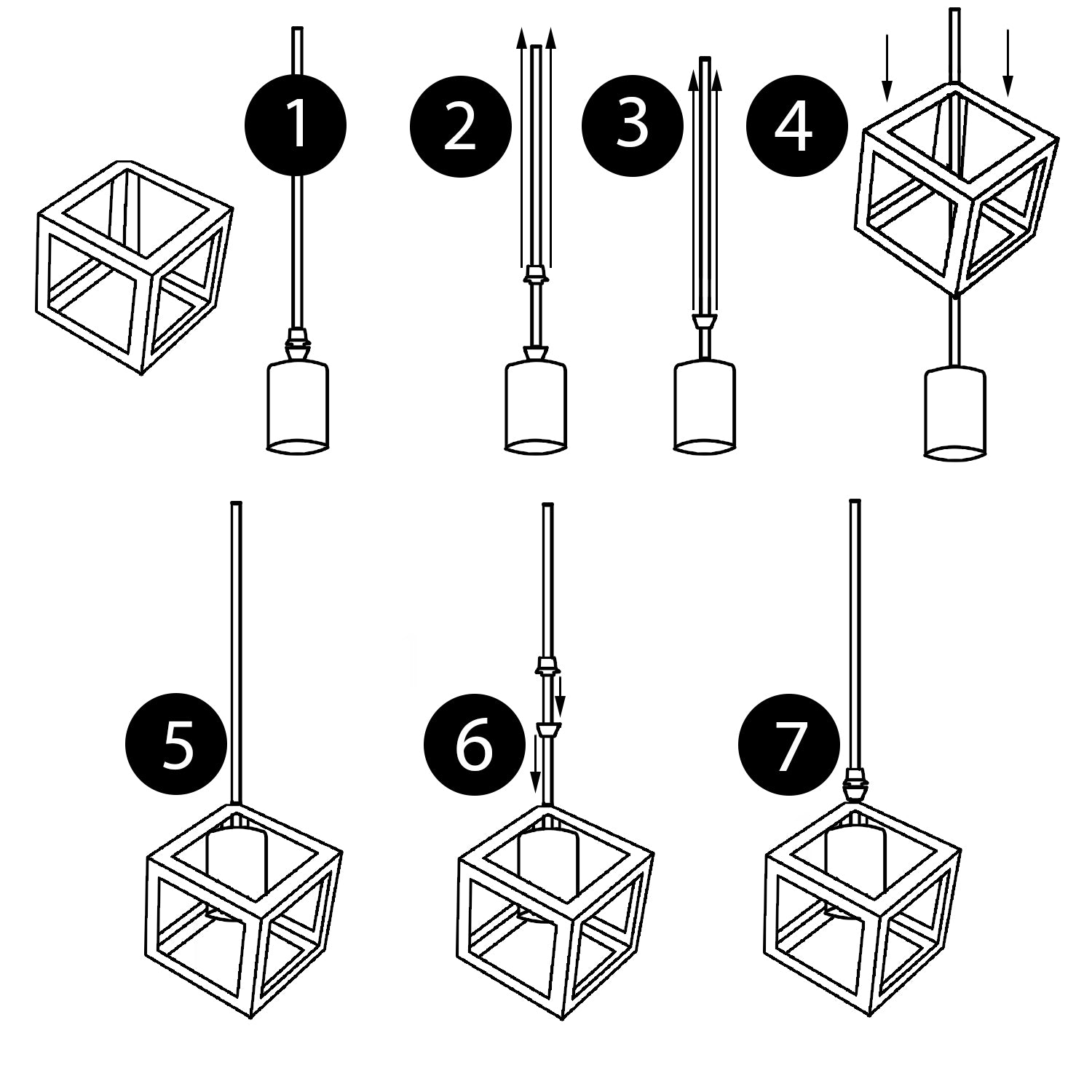 Ceiling Pendant Light Black Square Wire Cage Lamp Lighting~1493 - LEDSone UK Ltd