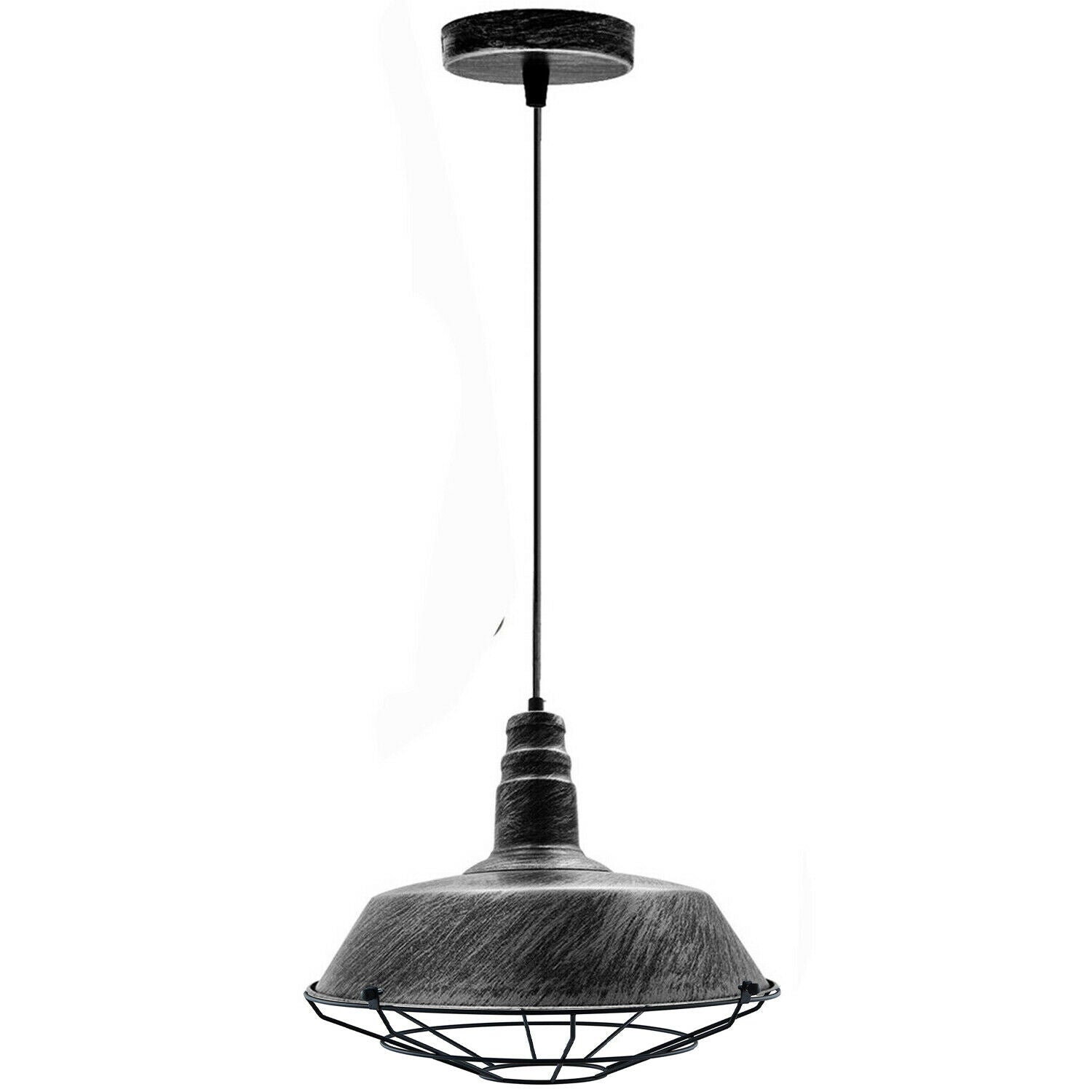 Modern Farmhouse Pendant Light Brushed Silver Barn Shade