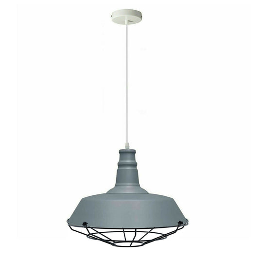 Grey Pendant Light Industrial Single Ceiling Hanging Lighting Fixture~1546 - LEDSone UK Ltd
