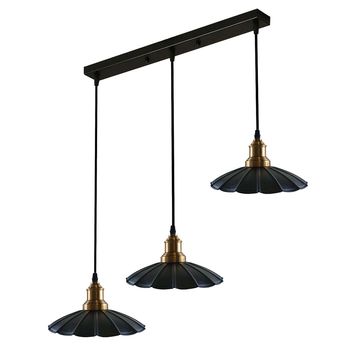 Umbrella Black 3 Pendant Light with Gold holder