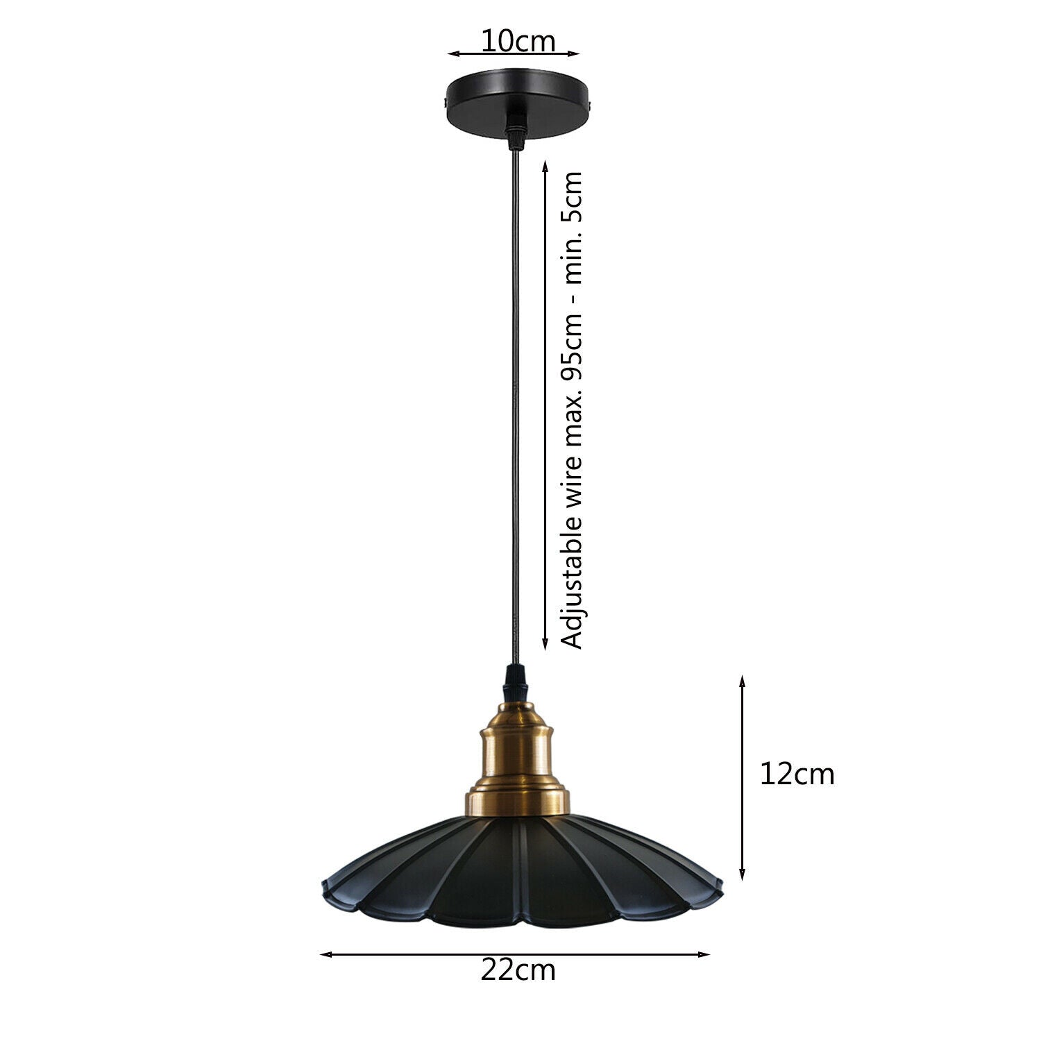 Black Wavy Metal Ceiling Pendant Light~1489 - LEDSone UK Ltd