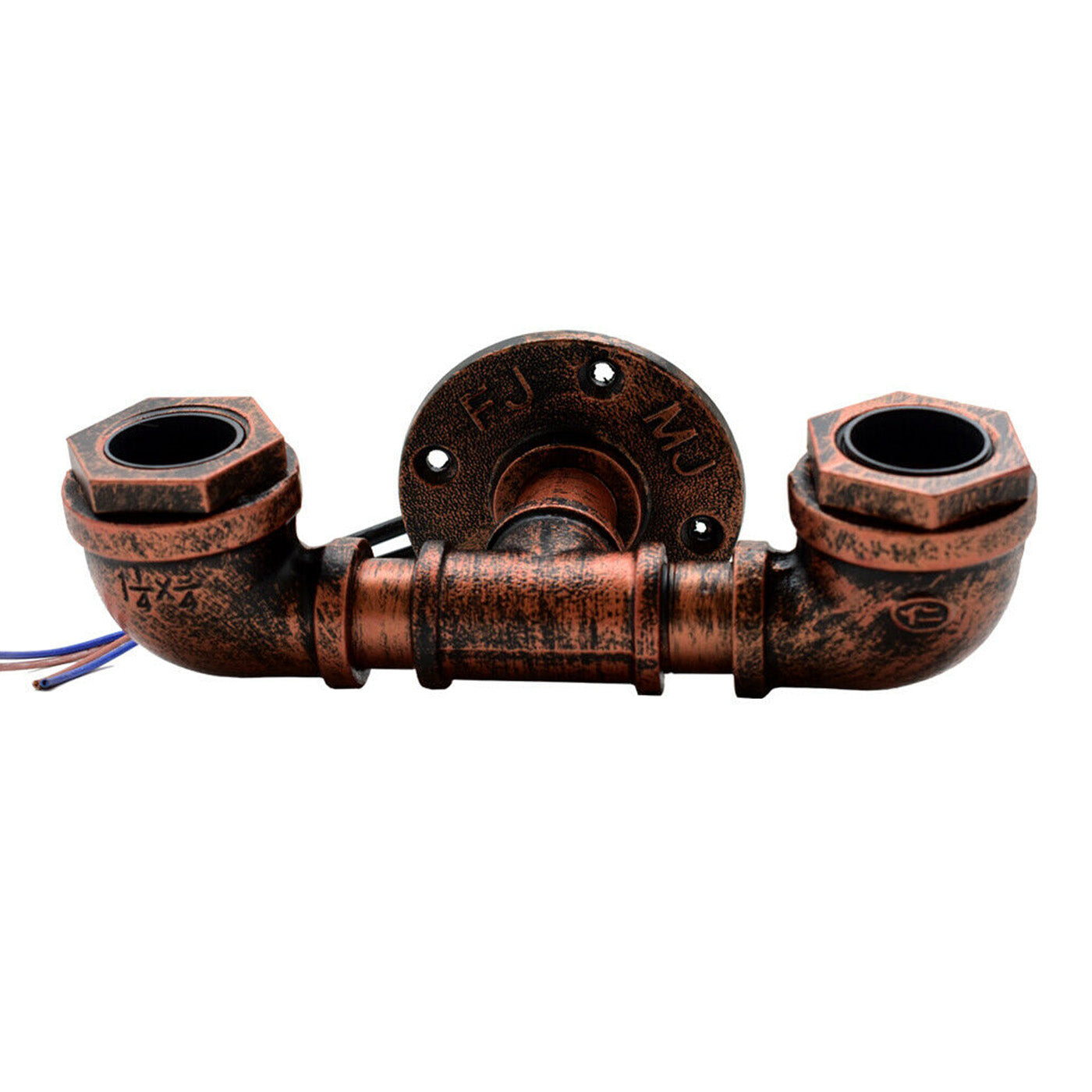 Vintage Rustic Red Metal Water Pipe Double Head Wall Light~2067 - LEDSone UK Ltd