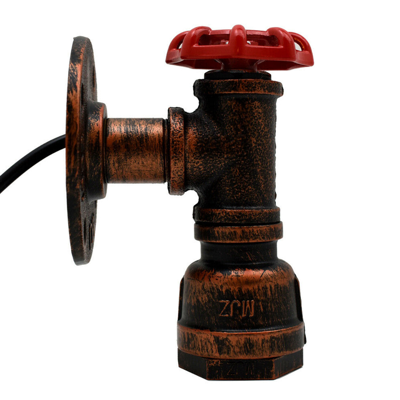 Vintage Rustic Red Metal Water Pipe Wall Sconce Light Holder with Wheel~2068 - LEDSone UK Ltd