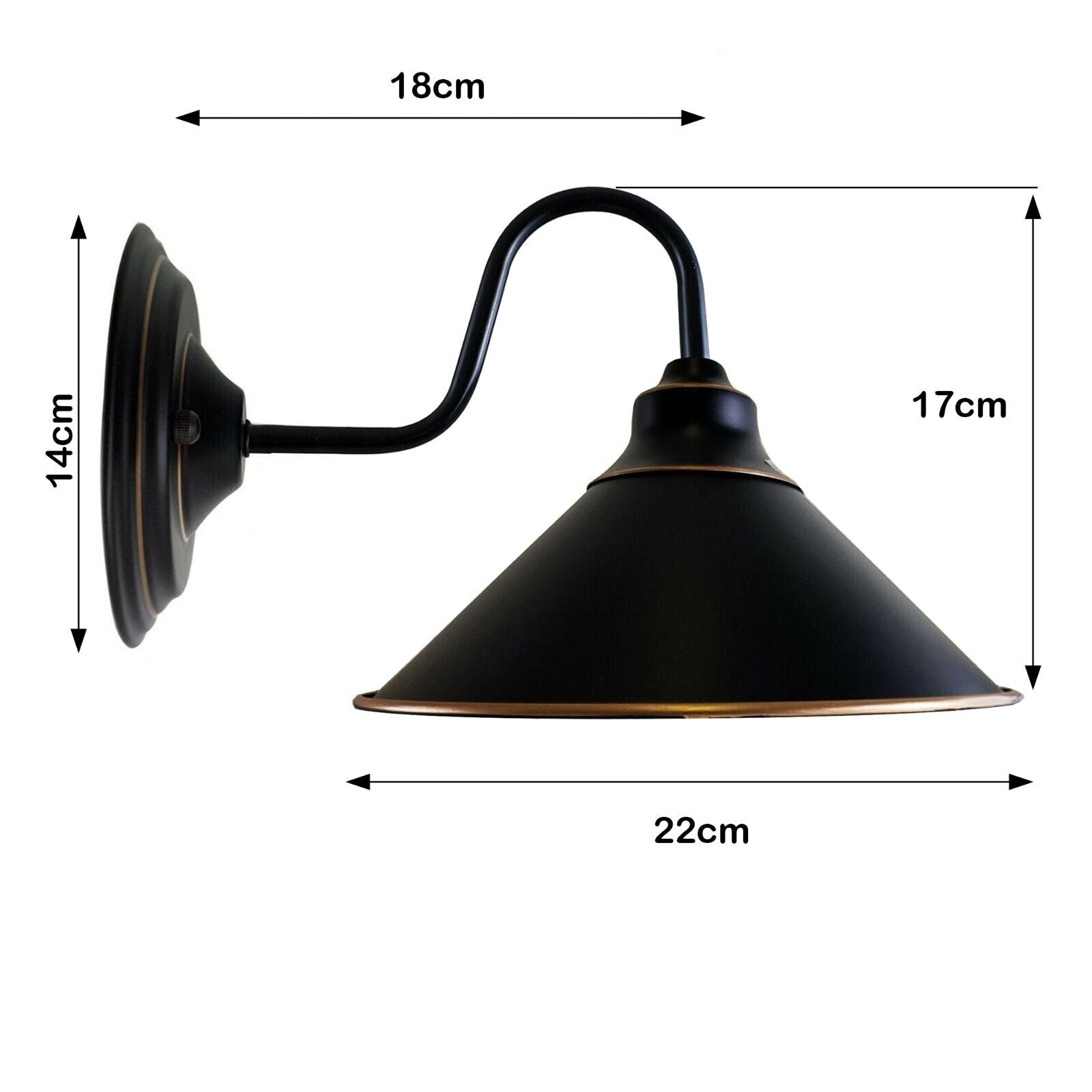 Industrial Vintage Metal  Black Wall Lamp E27 Uk Holder industrial wall lamp vintage metal wall light black wall sconce E27 wall fixture retro metal lamp UK