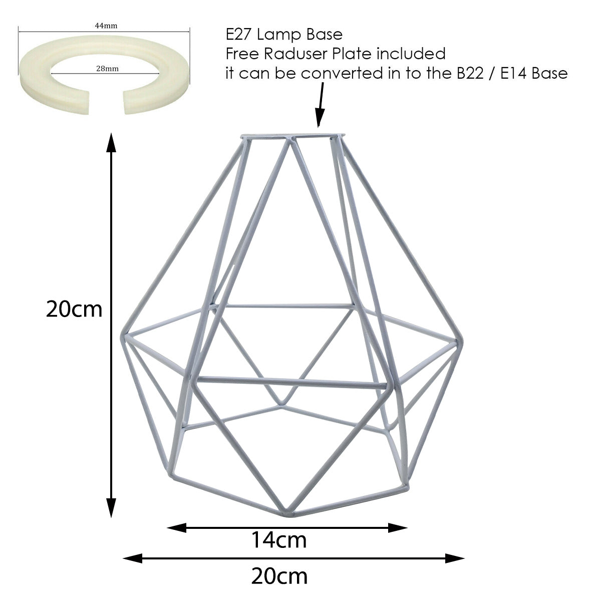 Vintage Style Metal Cage Wire Frame Ceiling Pendant Light Lamp Shade â€“ White~1901 - LEDSone UK Ltd