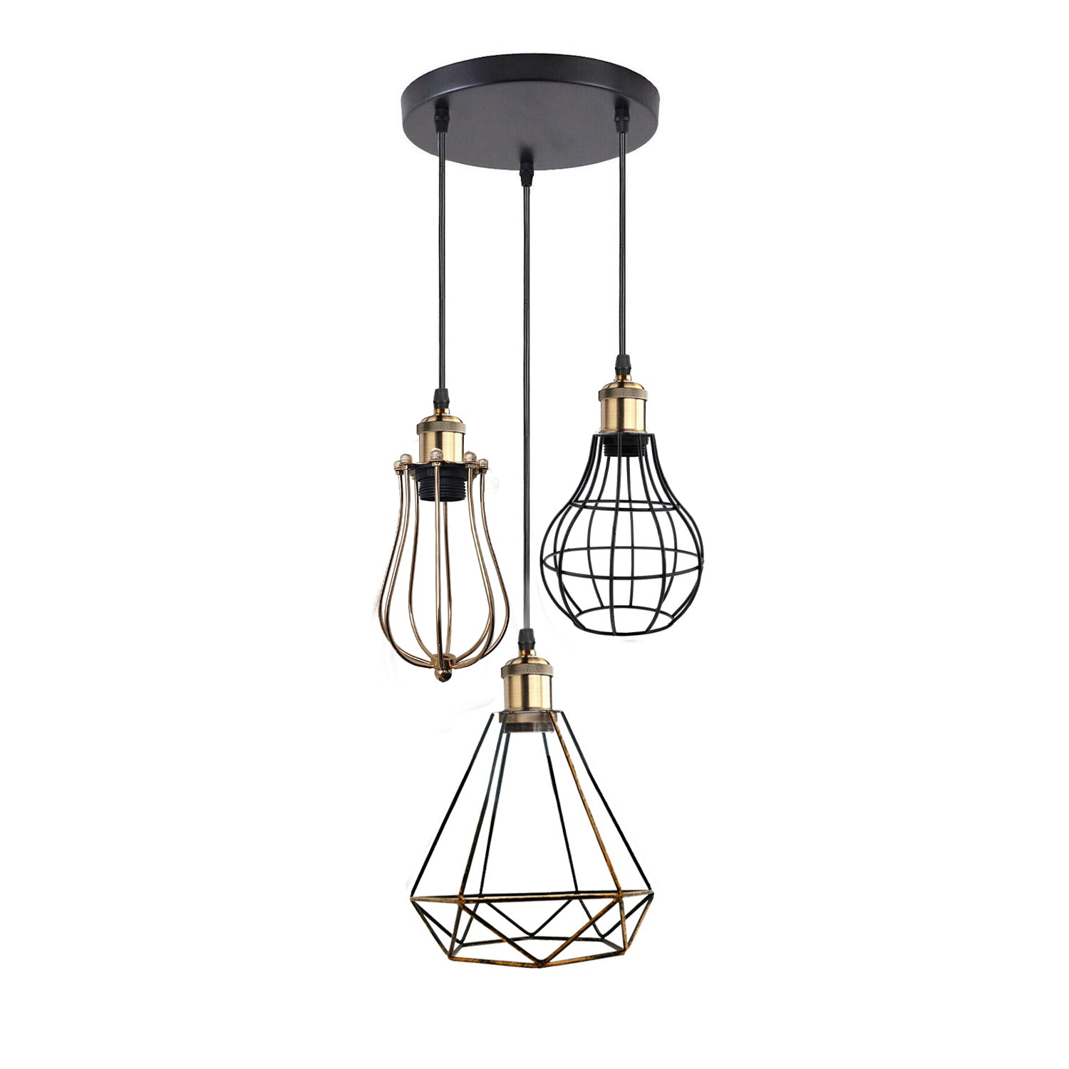 Chandelier 3 Light Cage Ceiling Hanging Pendant Lamp