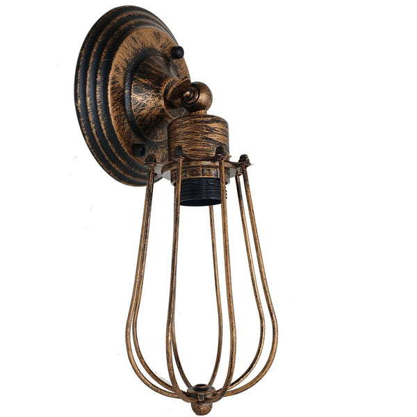 Vintage industriële kooi wandlamp plafondlamp veranda lamp ~3549 – Geborsteld koper / Nee