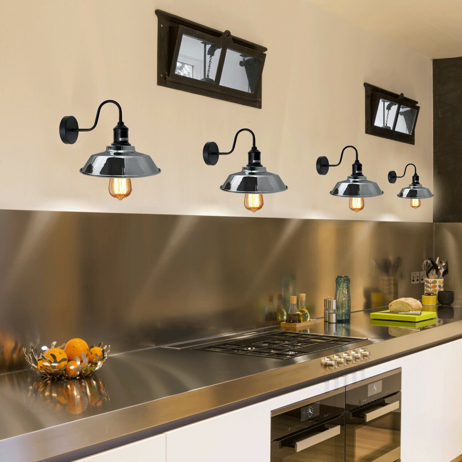 Chrome Vintage Industrial Wall Mounted Light Rustic Sconce Lamp Fixture Wall Light~1982 - LEDSone UK Ltd