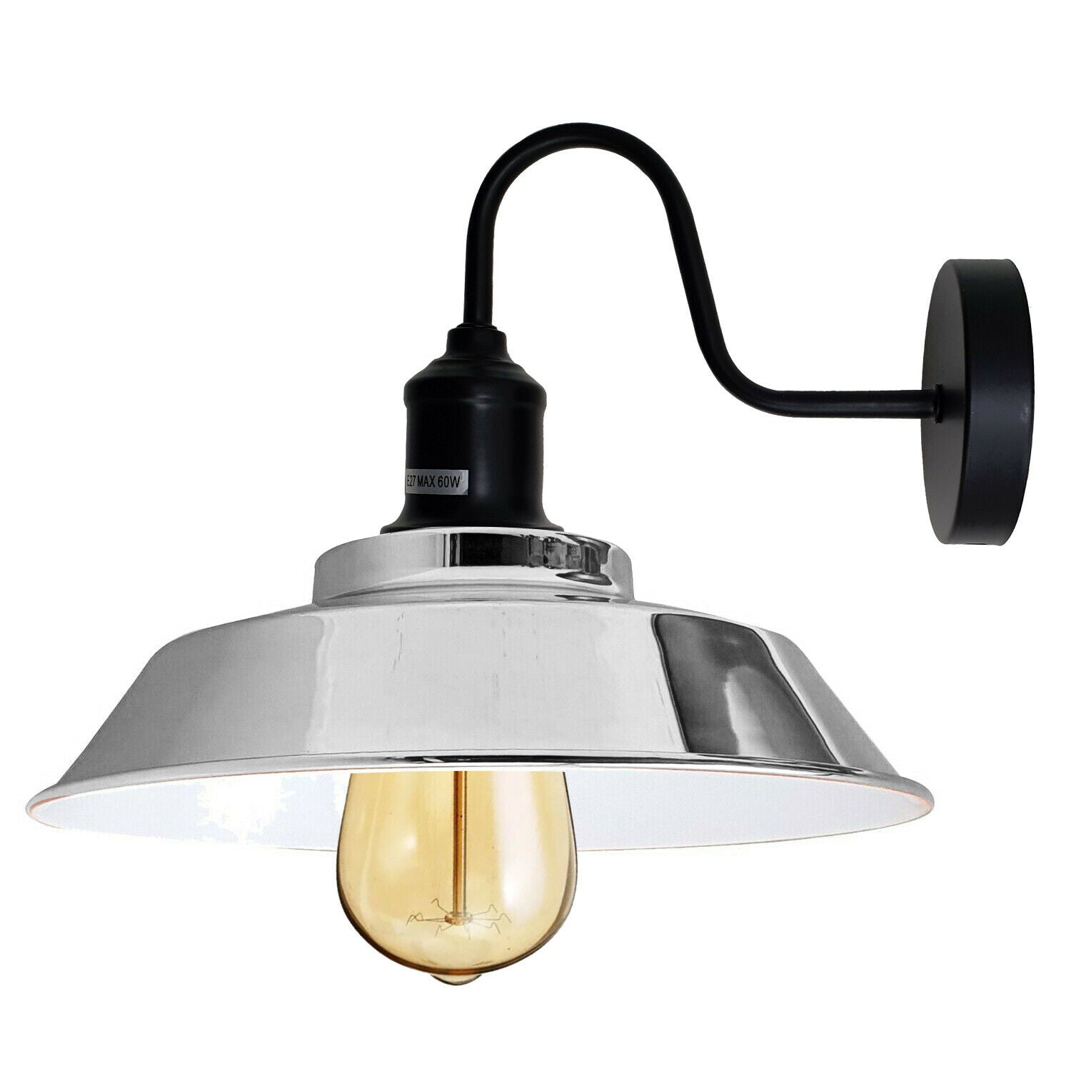 Chrome Vintage Industrial Wall Mounted Light Rustic Sconce Lamp Fixture Wall Light~1982 - LEDSone UK Ltd