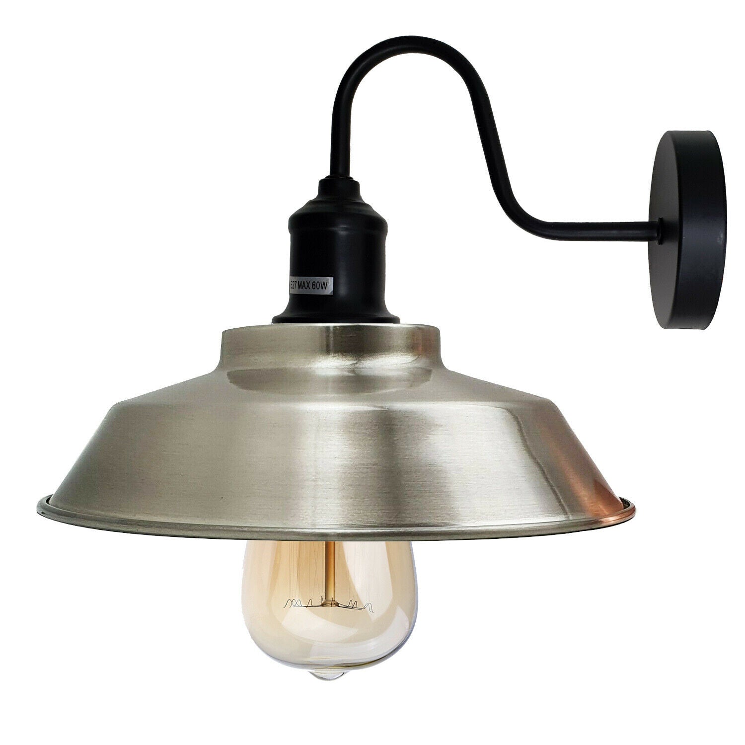 Satin Nickel Retro Wall Lamp Shade Rustic Loft Wall Sconce Industrial Wall Light~1978 - LEDSone UK Ltd