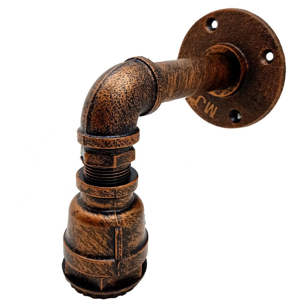 Retro industriële buisverlichting, waterleiding wandlamp, steampunk ~1504 – Rustiek Rood / Zonder lamp