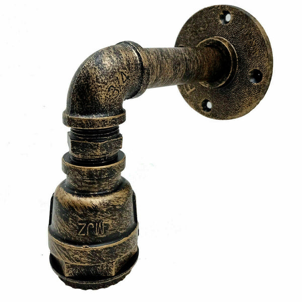 Retro industriële buisverlichting, waterleiding wandlamp, steampunk ~1504 – Geborsteld koper / Zonder lamp