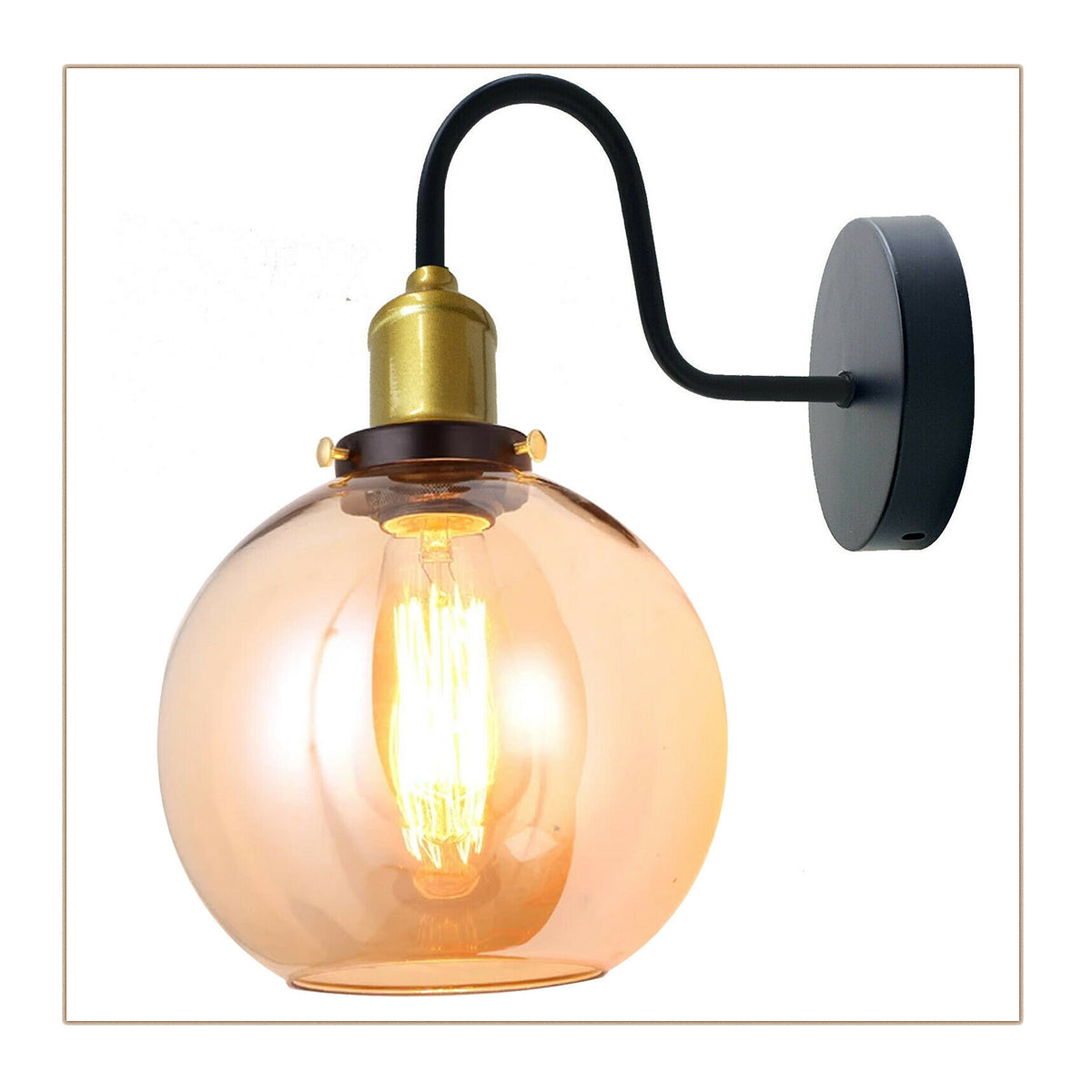amber glass lampshade swag Arm wall lights