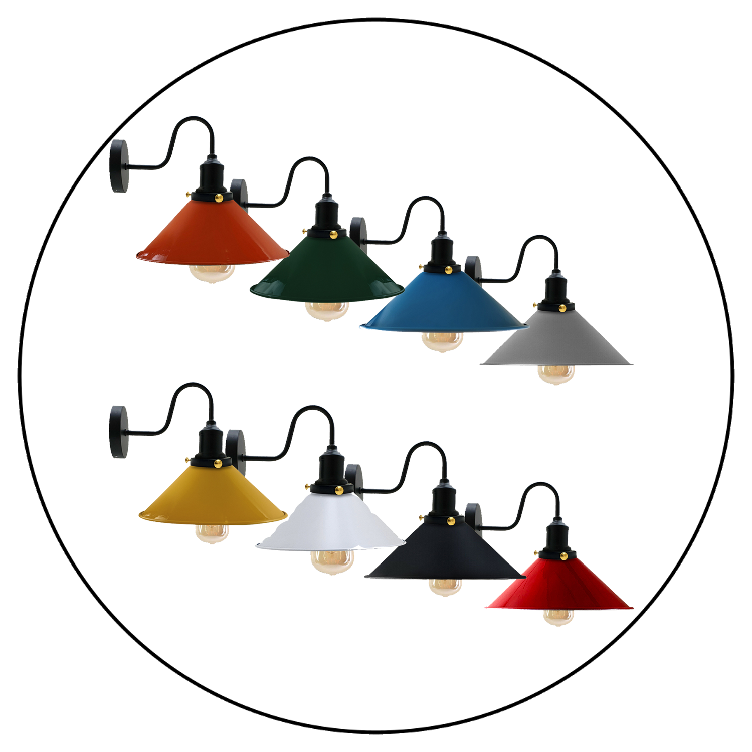 Vintage Industrial Swan Neck Wall Light Indoor Sconce Metal Cone Shape Shade~3391 - LEDSone UK Ltd