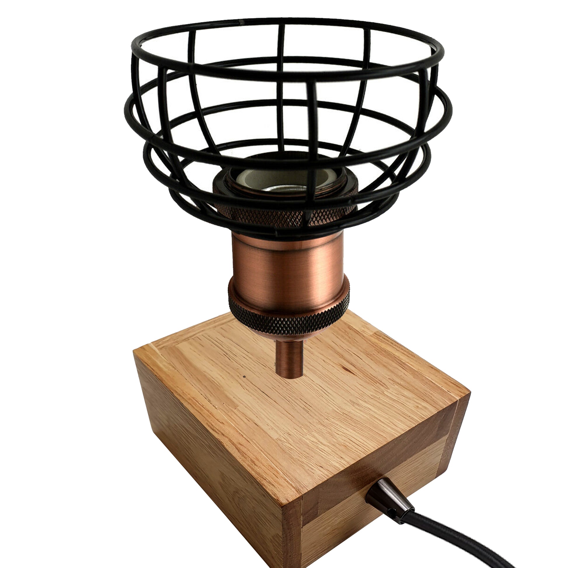 Wooden Base Table Lamp Vintage Filament Light Bulb Bedside Plug in Retro Light~2459 - LEDSone UK Ltd