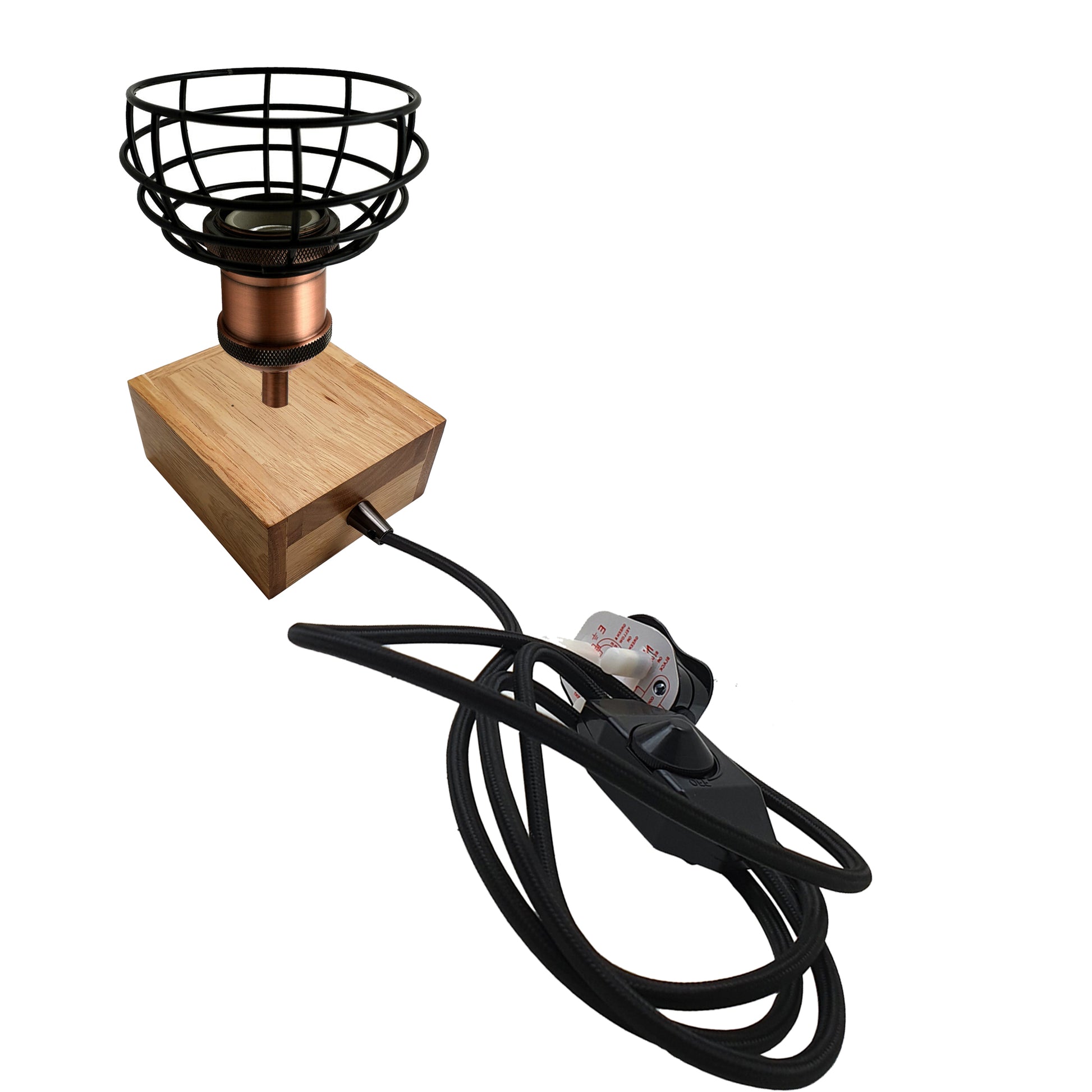 Wooden Base Table Lamp Vintage Filament Light Bulb Bedside Plug in Retro Light~2459 - LEDSone UK Ltd