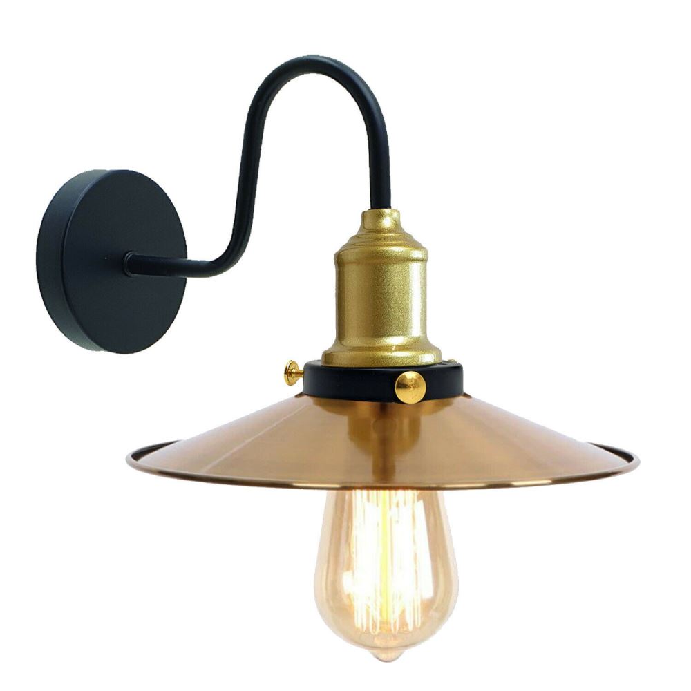 Yellow Brass Wall Light Lampshade Modern Industrial Wall Lamp~1577 - LEDSone UK Ltd