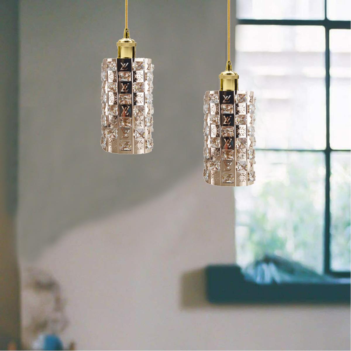 Modern Gold Ceiling Pendant Light Lamp Shade Crystal Droplet UK~1444 - LEDSone UK Ltd