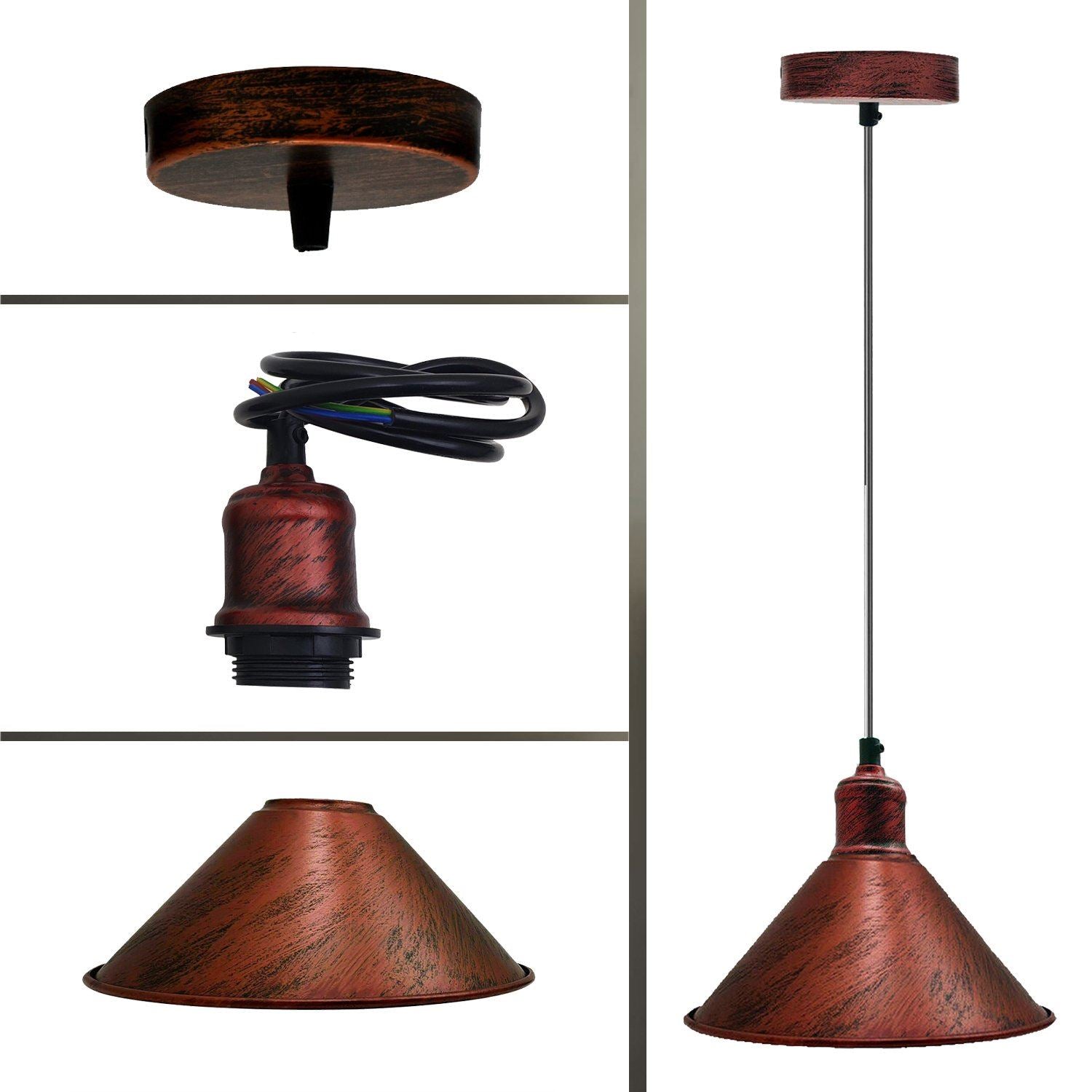 Industrial Retro Vintage Rustic Hanging Ceiling Brushed Lampshade~1170 - LEDSone UK Ltd