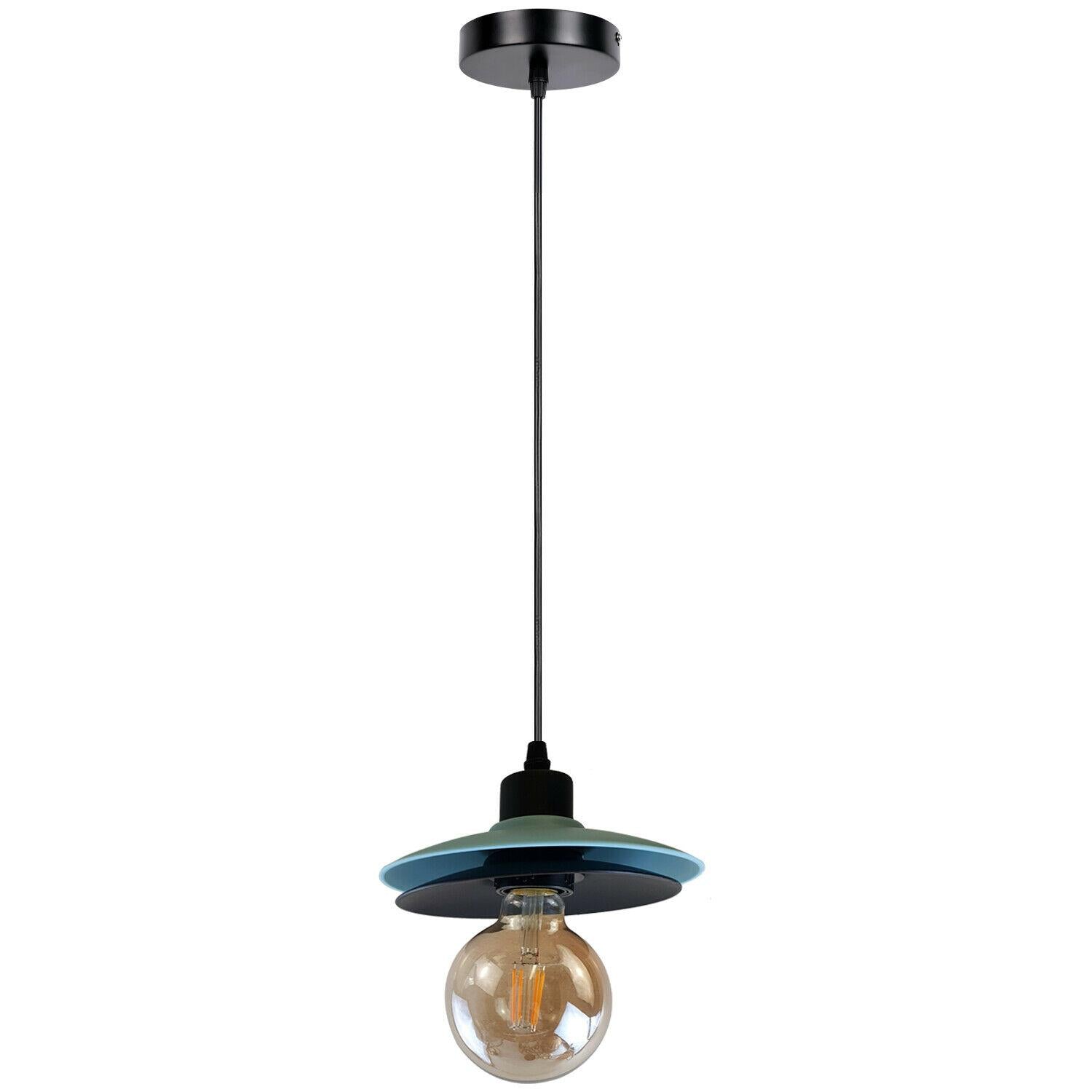 Double Shade Black And Blue Ceiling Hanging Pendant Light~1430 - LEDSone UK Ltd
