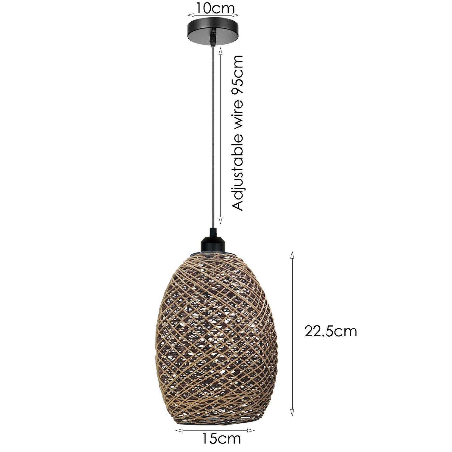 Rattan Wicker Ceiling Pendant Light Shade Hanging Light Antique décor Lampshade~1334 - LEDSone UK Ltd