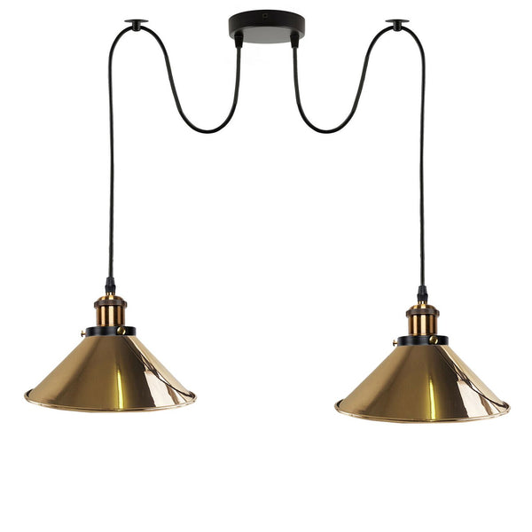 2-weg Retro Industriële plafondkabel E27 Hanglamp hanglamp~3403 – Frans goud / Nee
