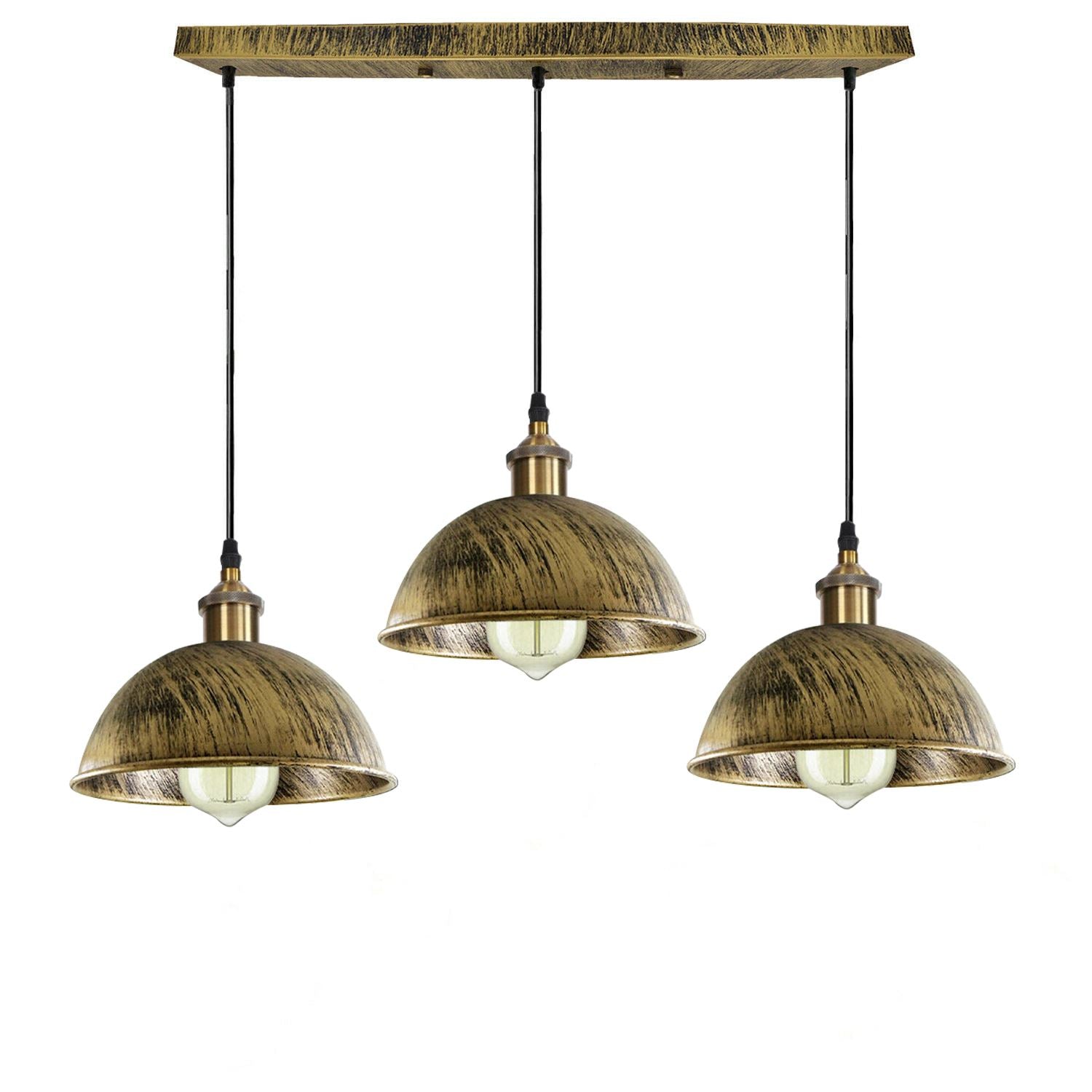Vintage Industrial Retro 3Head Dome Ceiling Pendant Lamp Shade Light 