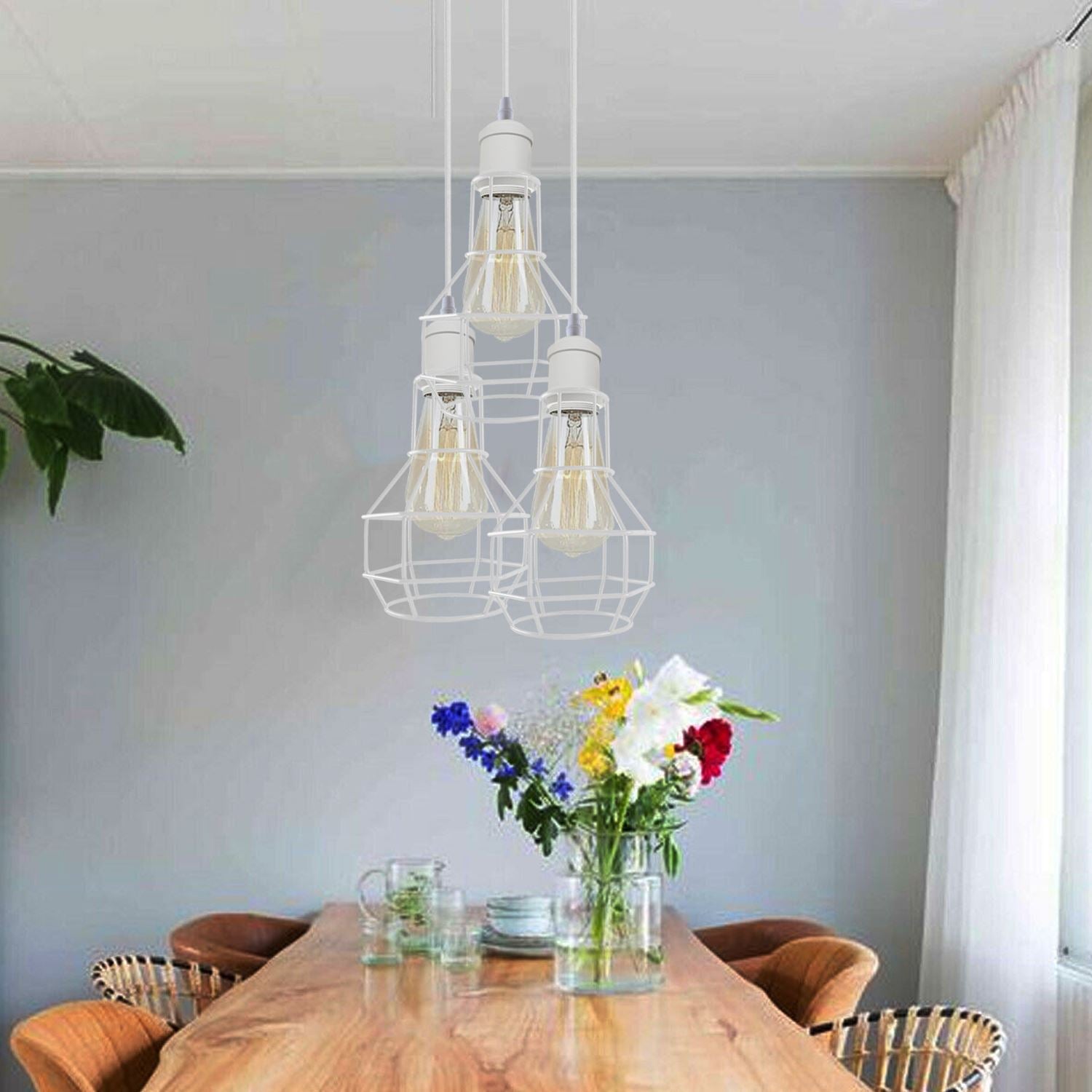 Modern Loft Vintage Industrial Retro Wire Cage Shade Pendant Light