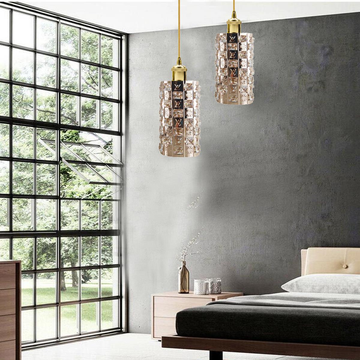 Modern Gold Ceiling Pendant Light Lamp Shade Crystal Droplet UK~1444 - LEDSone UK Ltd