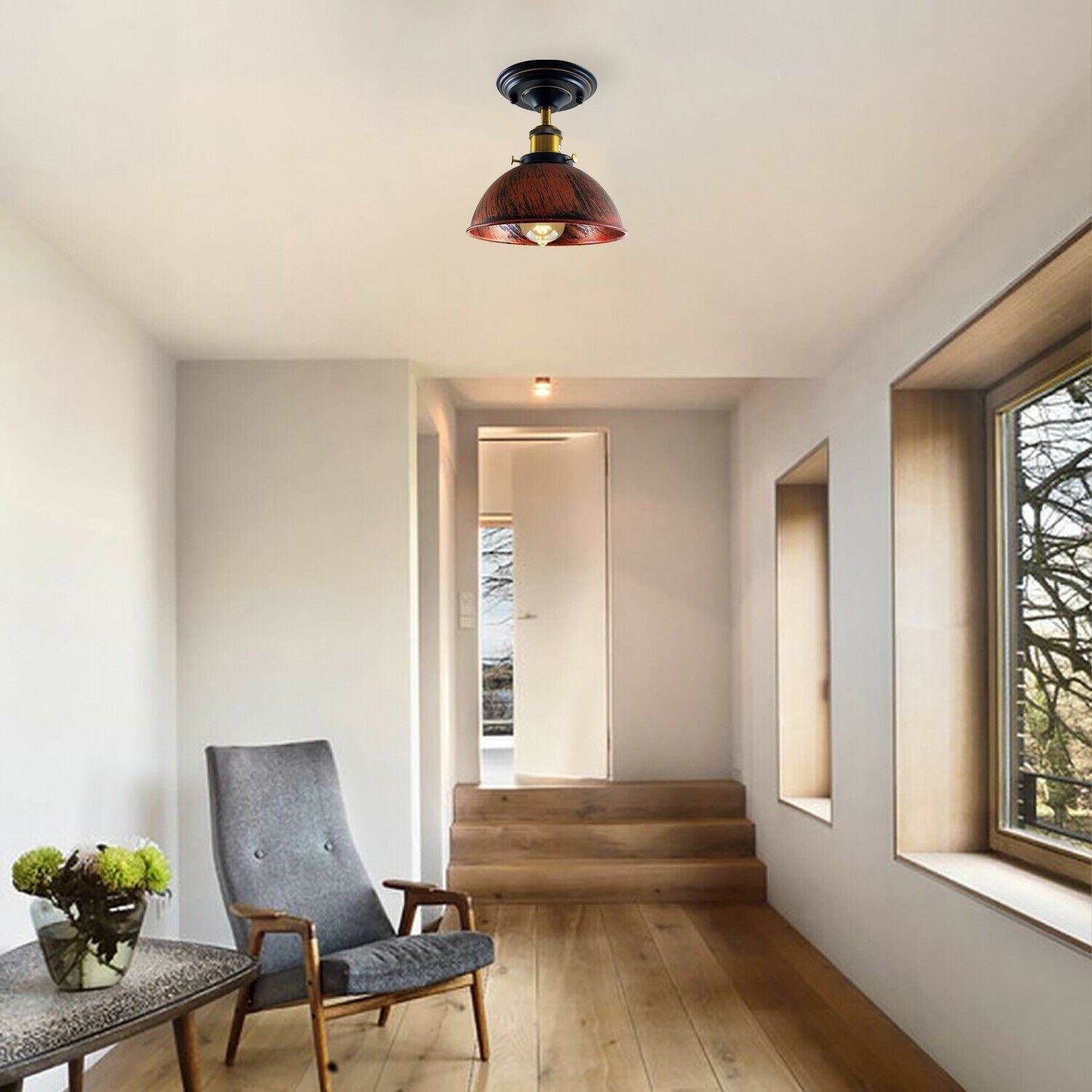 Vintage Pendant Ceiling Lights Industrial Flush Mount Dome Lamp Shade