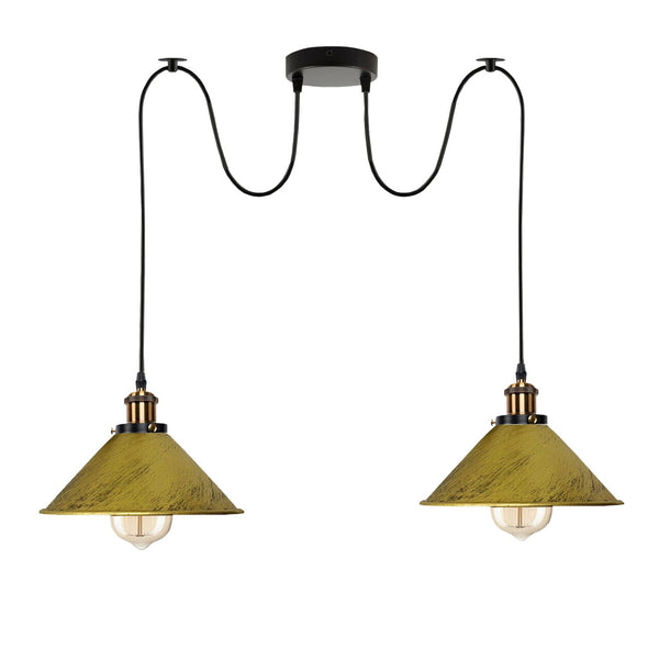 2-weg Retro Industriële plafondkabel E27 Hanglamp hanglamp~3403 – Geborsteld messing / Ja