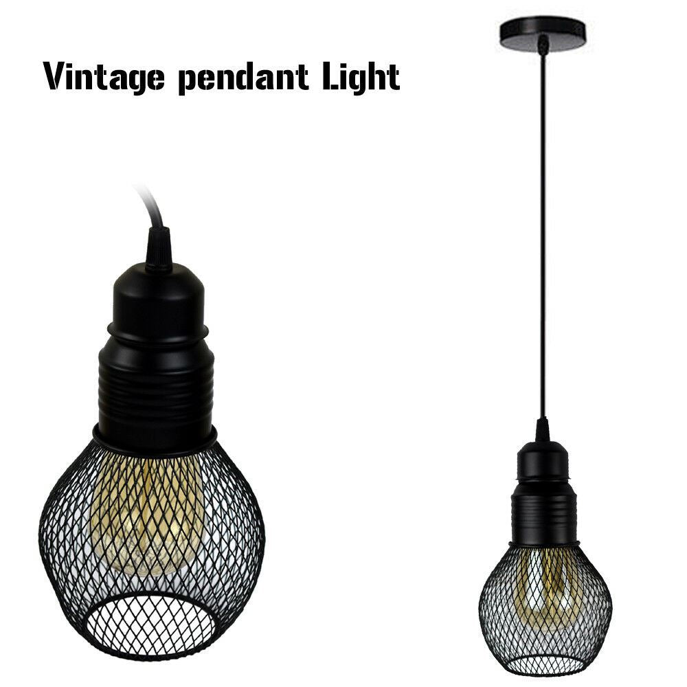 modern ceiling pendant lamp cage fitting black small vintage light~1352 - LEDSone UK Ltd