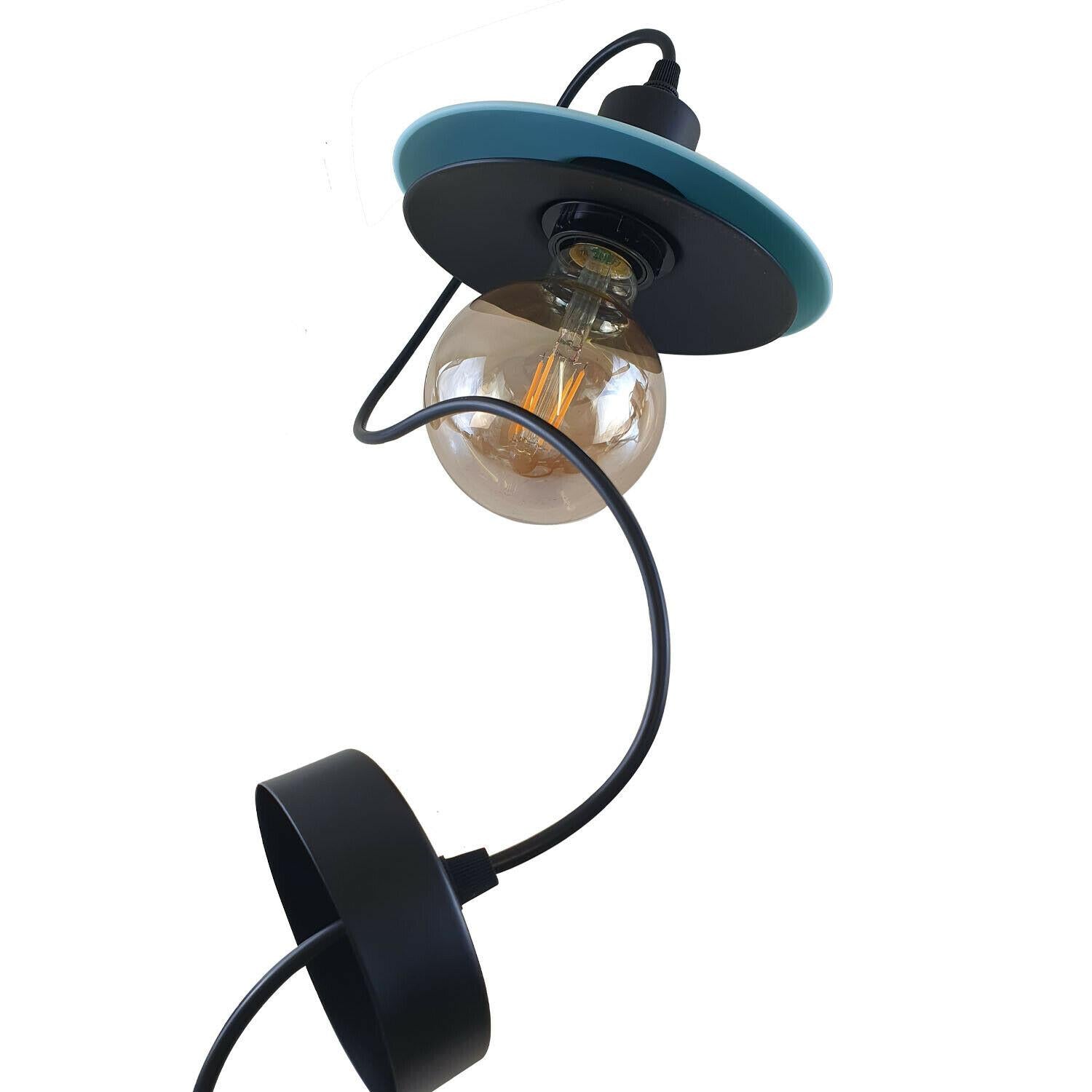 Double Shade Black And Blue Ceiling Hanging Pendant Light~1430 - LEDSone UK Ltd