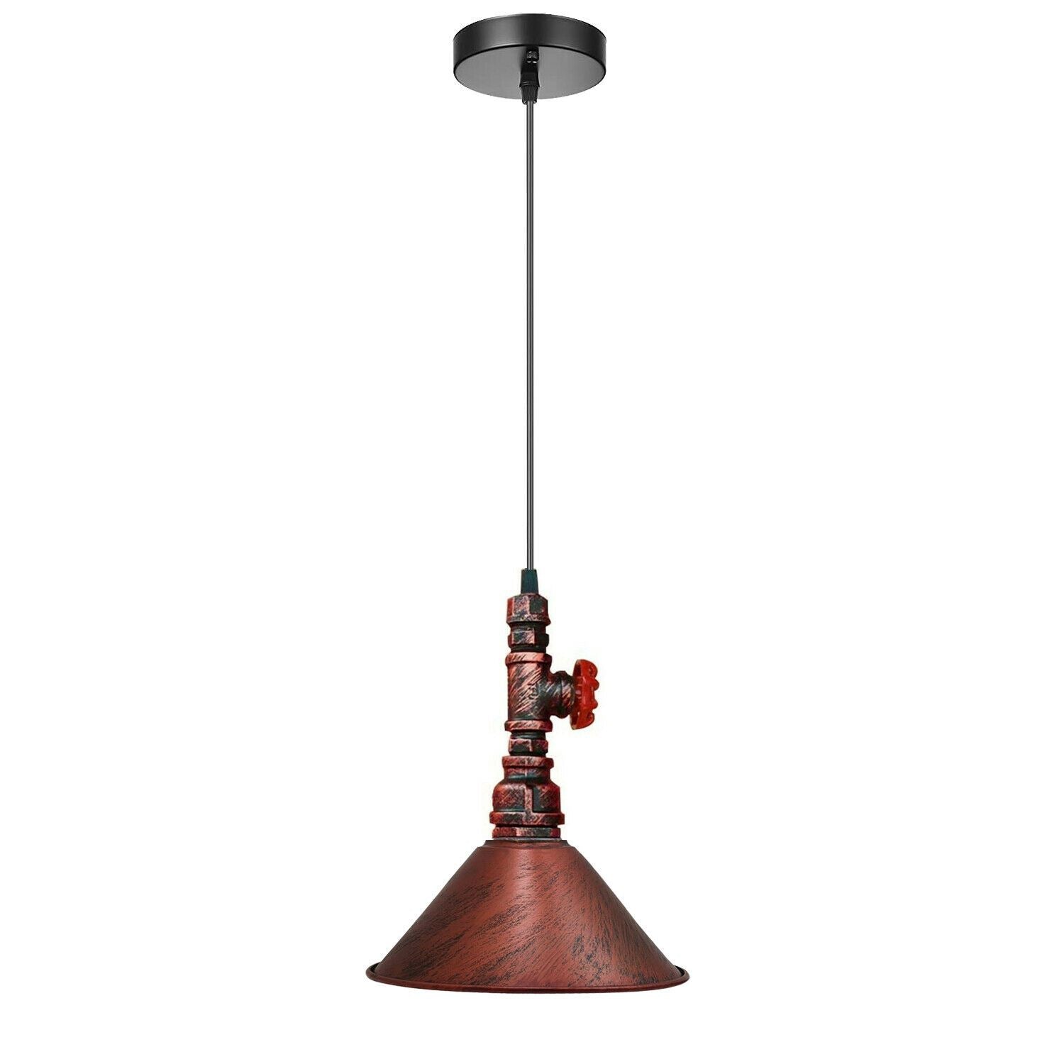 Industrial Vintage Ceiling Pendant Lights Metal Pipe Brushed Colour Lampshades~1310 - LEDSone UK Ltd