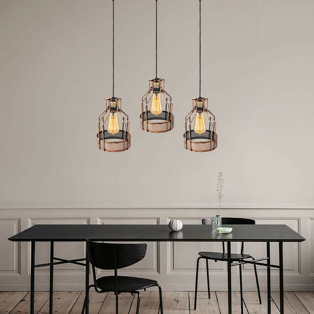 Vintage Modern 3 Head Pendant Light Bird Cage Shape Hanging Lamp UK~1418 - LEDSone UK Ltd