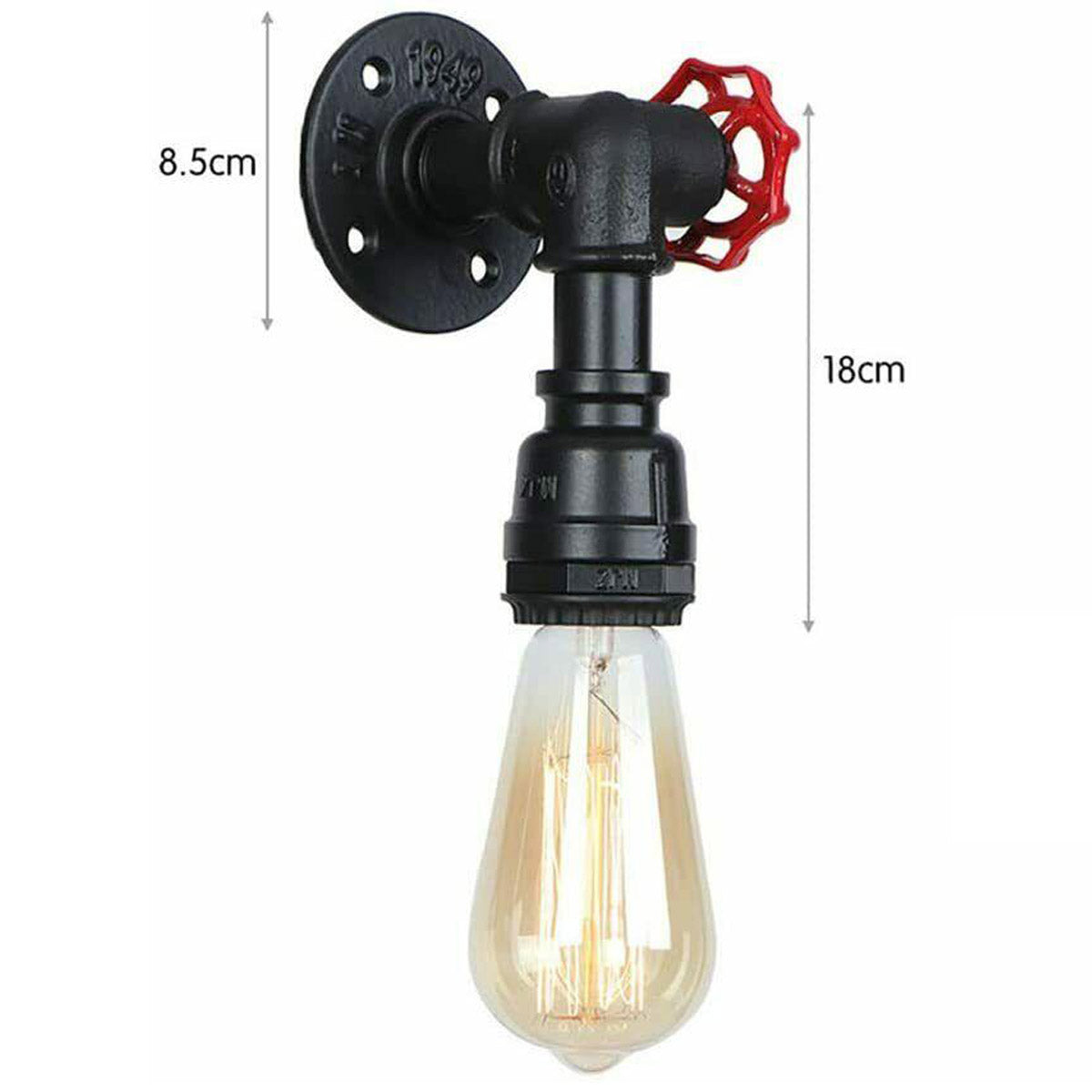 Industrial Vintage Black model Style Steampunk Rustic Water pipe Wall Light Brass Lamp~2135 - LEDSone UK Ltd