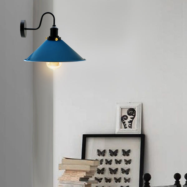 Vintage industriële wandlamp ~ 3487 – Blauw
