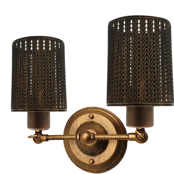 Wandlamp met dubbele arm | Kooiverlichting~2276 – Geborsteld koper