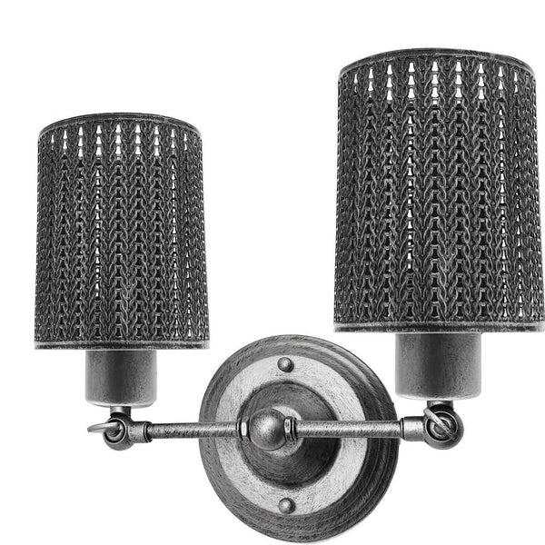 Wandlamp met dubbele arm | Kooiverlichting~2276 – Geborsteld zilver